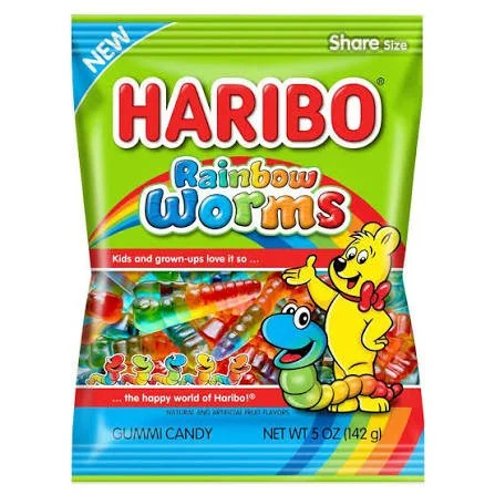 HARIBO Rainbow Worms Gummies – 5 oz