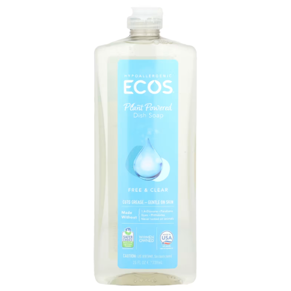 ECOS Plant Powered Dish Soap Free & Clear, 25 fl oz (739 ml)