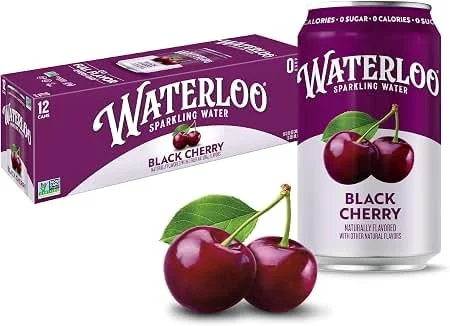 Waterloo Black Cherry Sparkling Water – 8 Pack, 12 fl oz