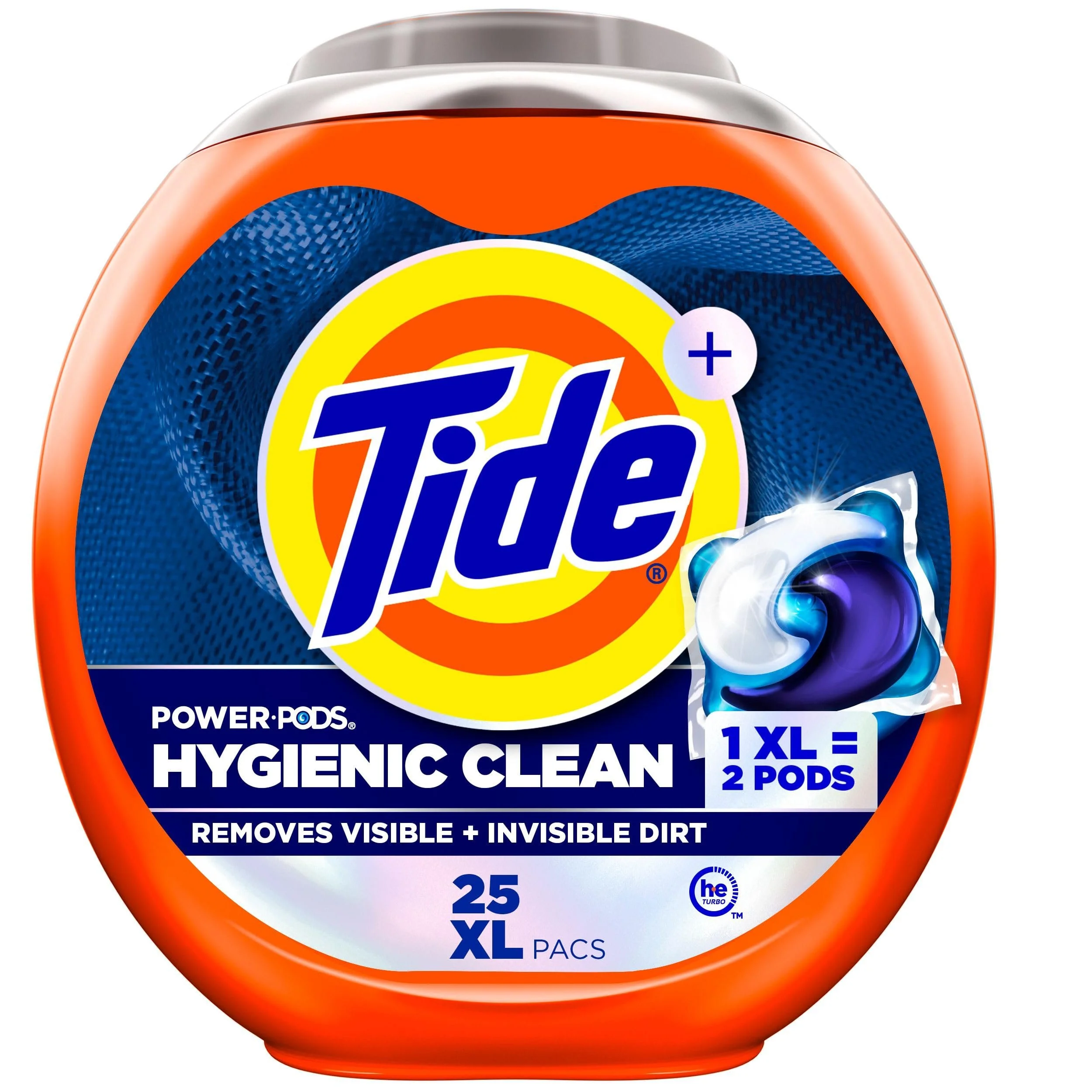 Tide POWER PODS Hygienic Clean Heavy Duty 10X, 25 XL Pacs, 37 oz (1.06 kg)