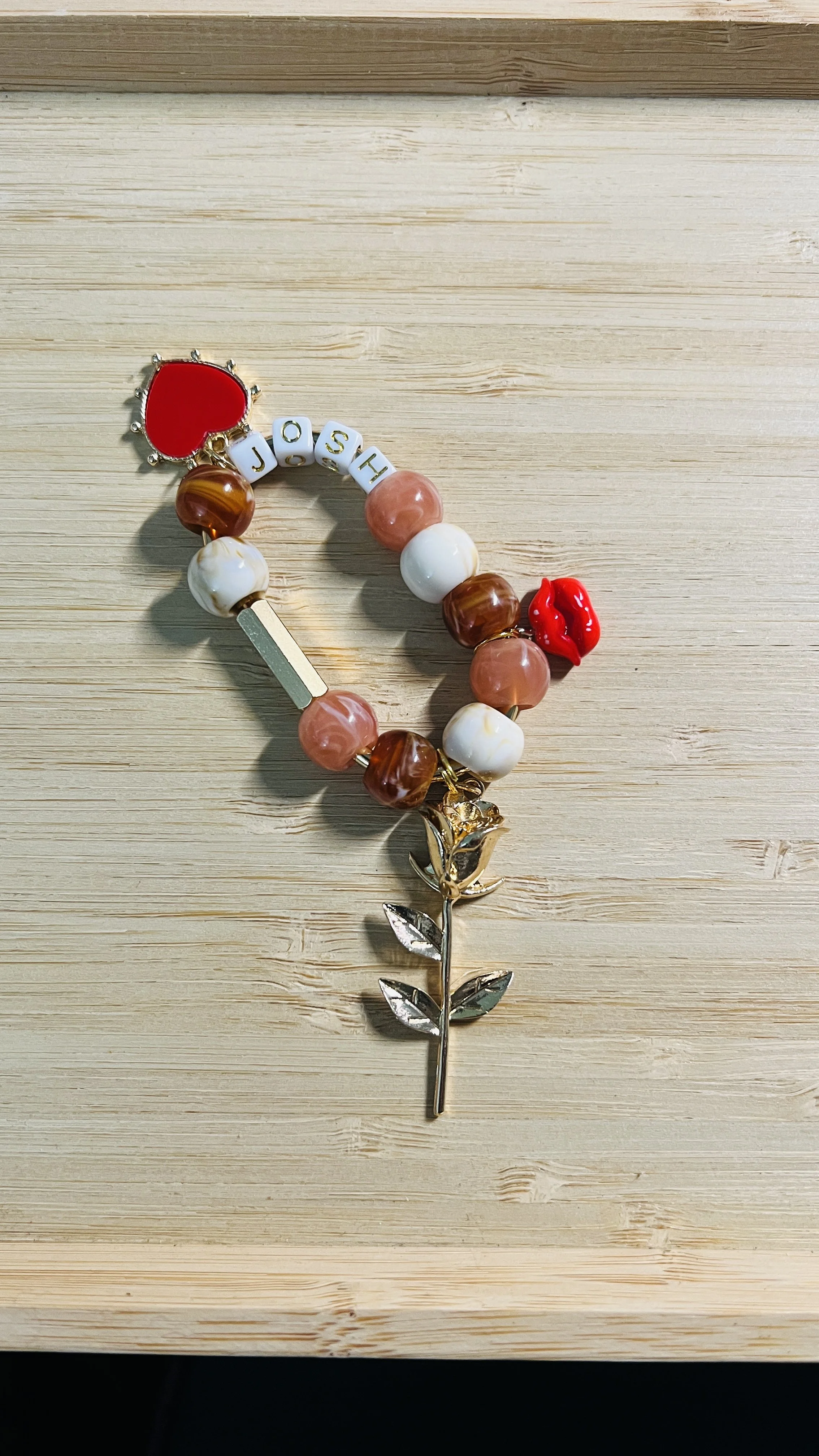 Chic Brass Carabiner Bag Charm with Beads and Charms