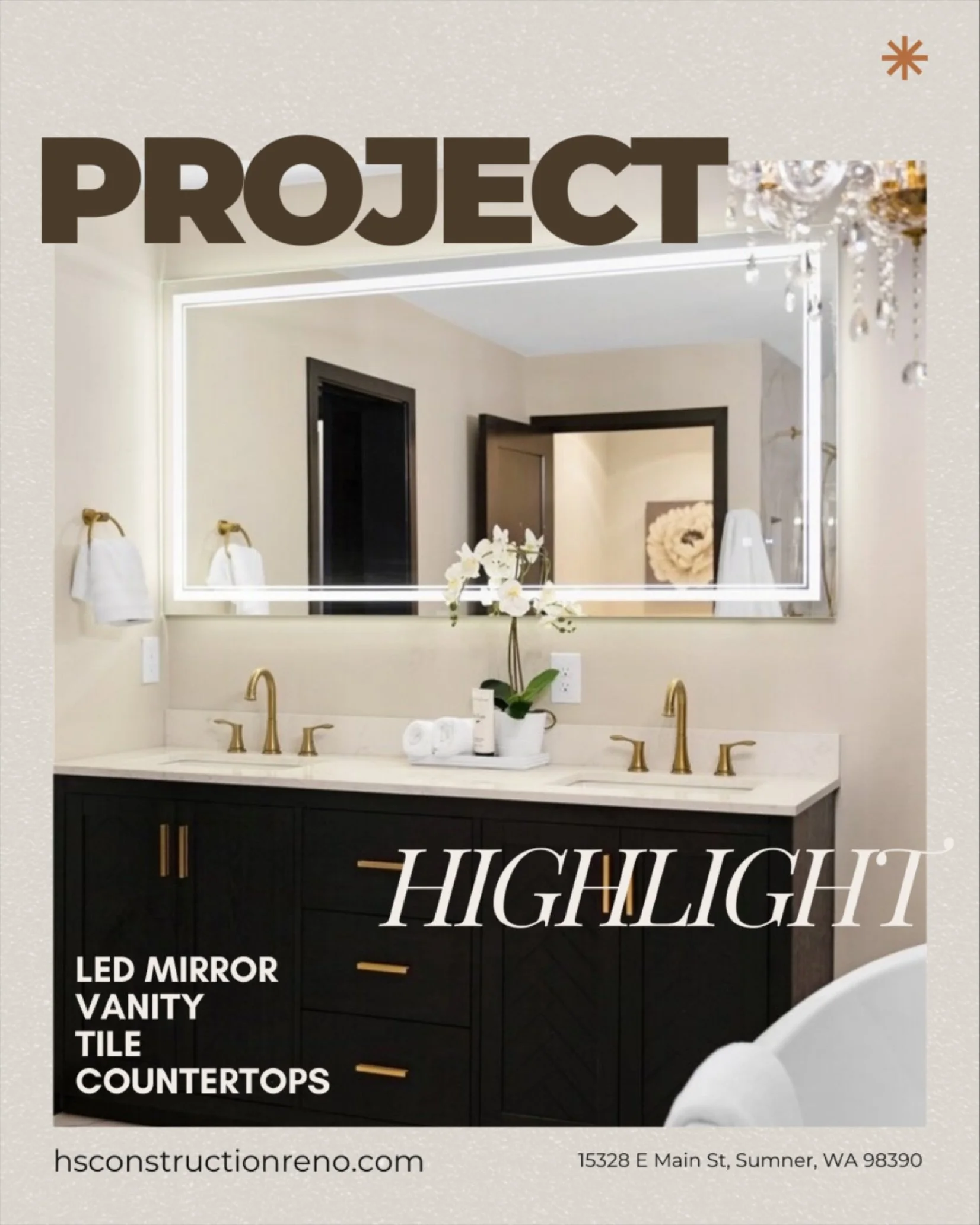 This space was transformed with:
&bull; LED mirror
&bull; Custom vanity with brass hardware
&bull; Updated tile work
&bull; New countertops
A clean, elevated design that blends functionality with style.

Follow us for expert tips, behind-the-scenes i