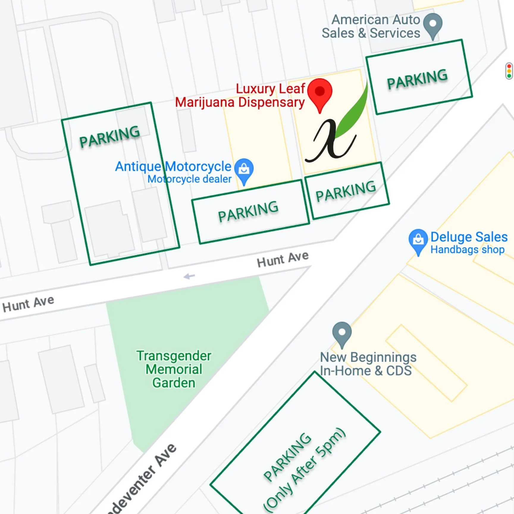 Luxury Leaf Recreational Cannabis - Dispensary Parking Map Luxury Leaf(4) (1) 