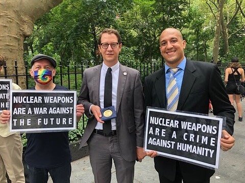 Members of NYCAN advocated at City Hall this past Thursday in support of its nuclear disarmament legislation, calling on @speakercoreyjohnson to bring Res. 976-2019 and INT. 1621-2019 to the floor for a vote. It&rsquo;s been 18 months since hearings 
