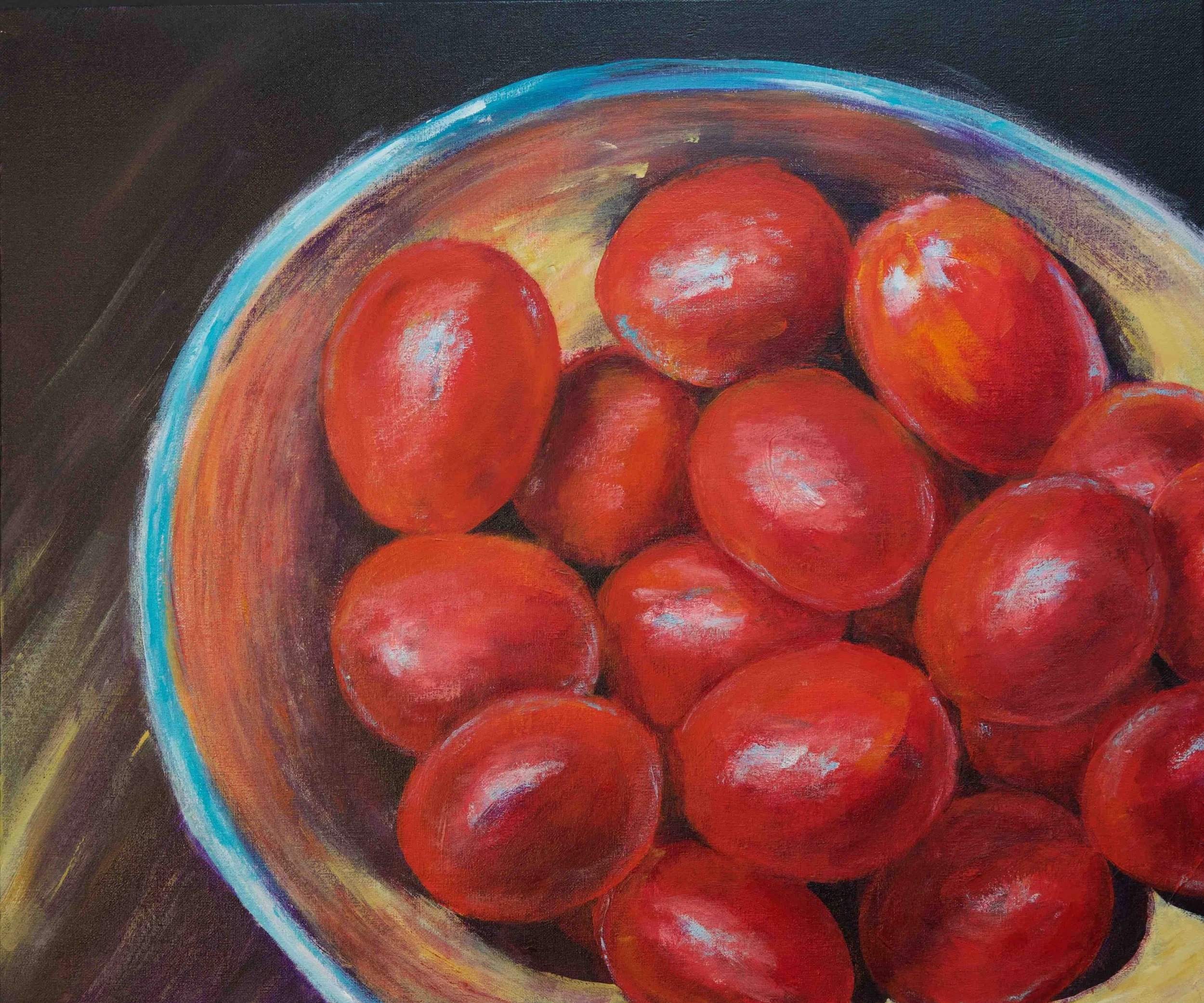 "Cherry Tomatoes"
Acrylic on canvas panel
24"w x 20"h