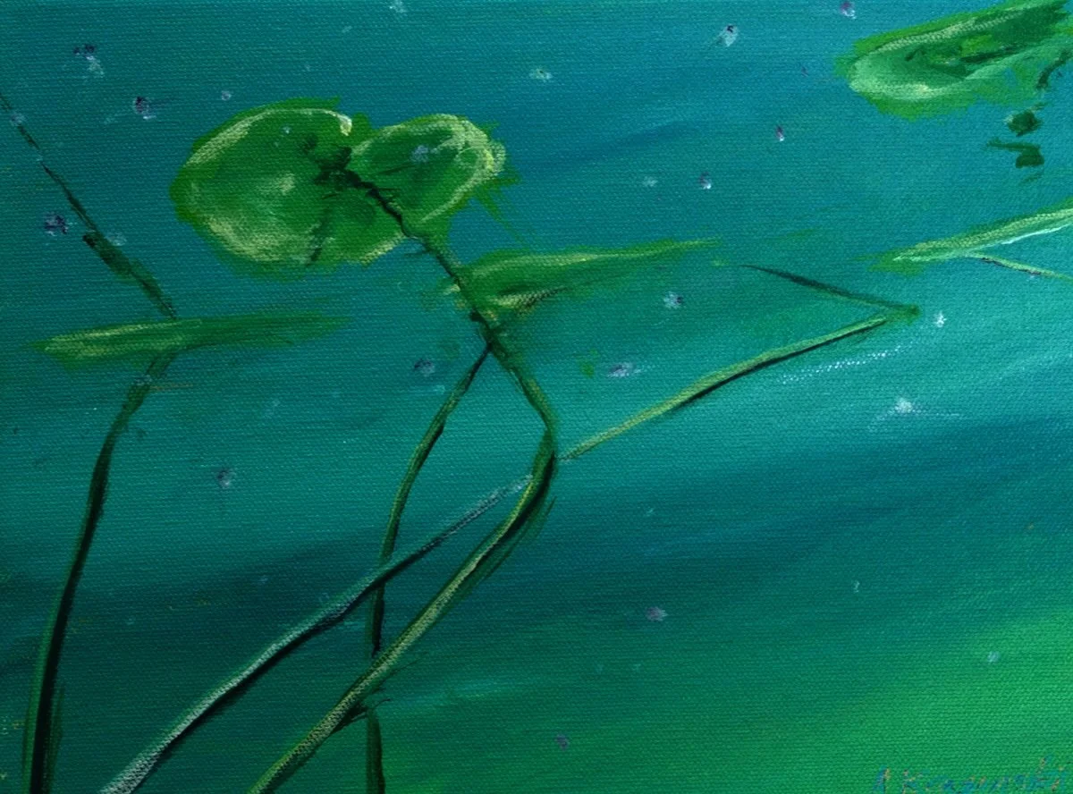 "Water Lilies #4"
Acrylic on canvas
11"w x 9"h