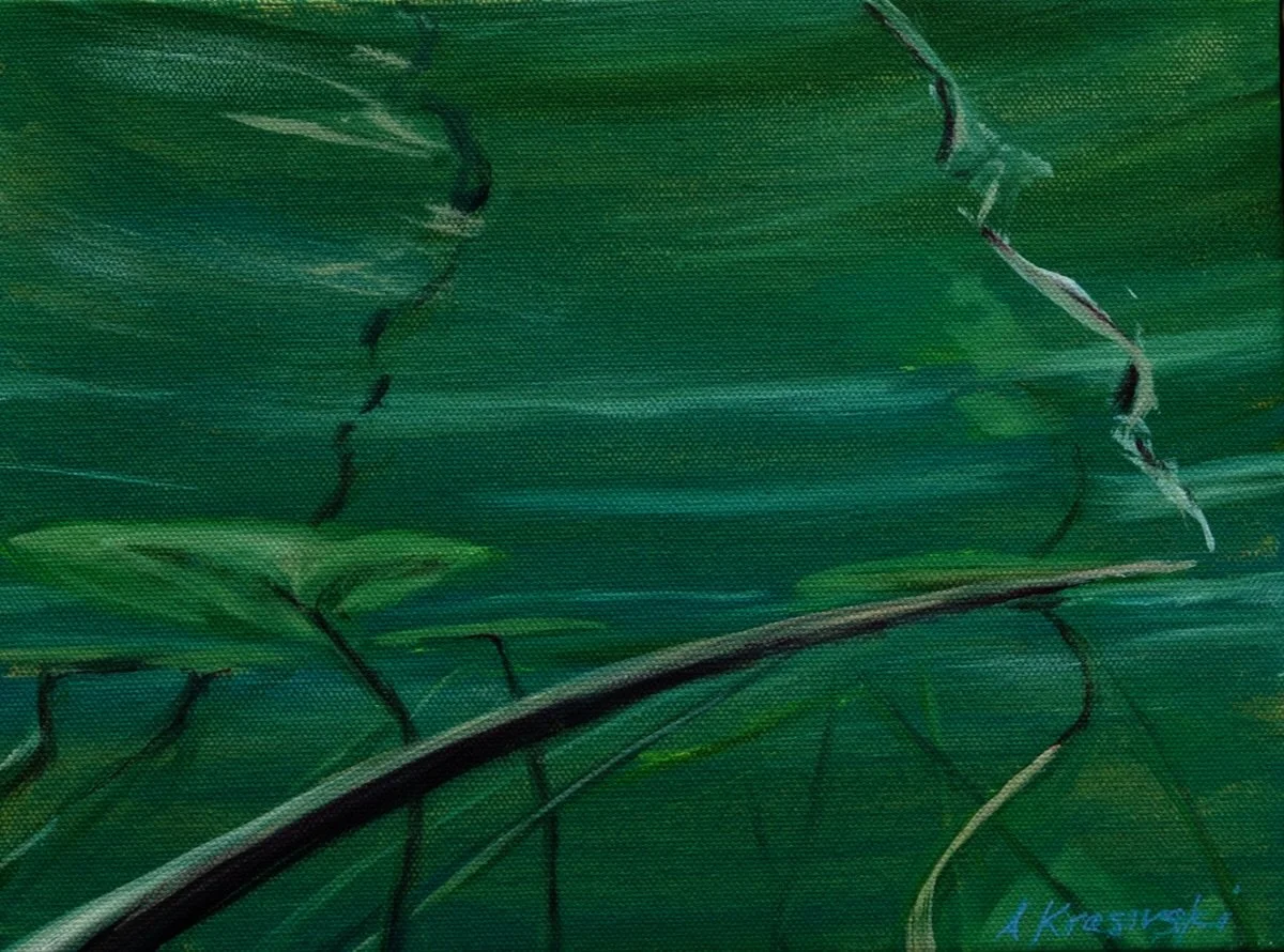 "Water Lilies #3"
Acrylic on canvas
11"w x 9"h