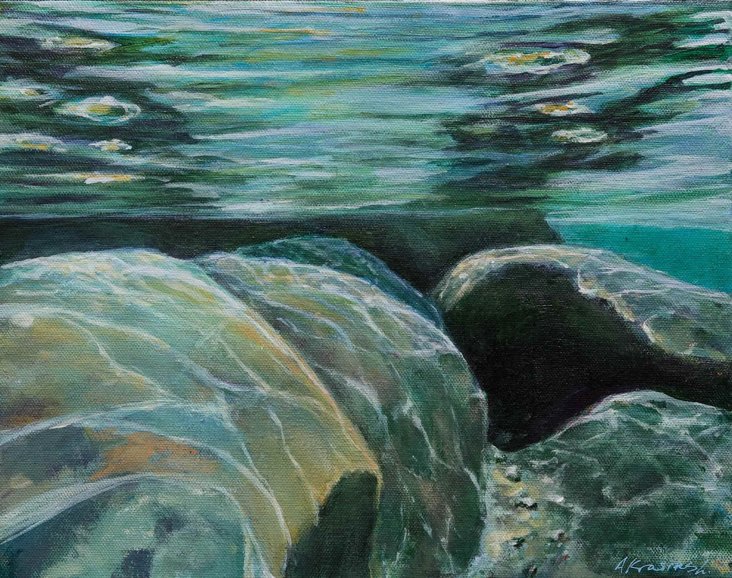 "Yuba Riverbed #4"
Acrylic on canvas
14"w x 11"h