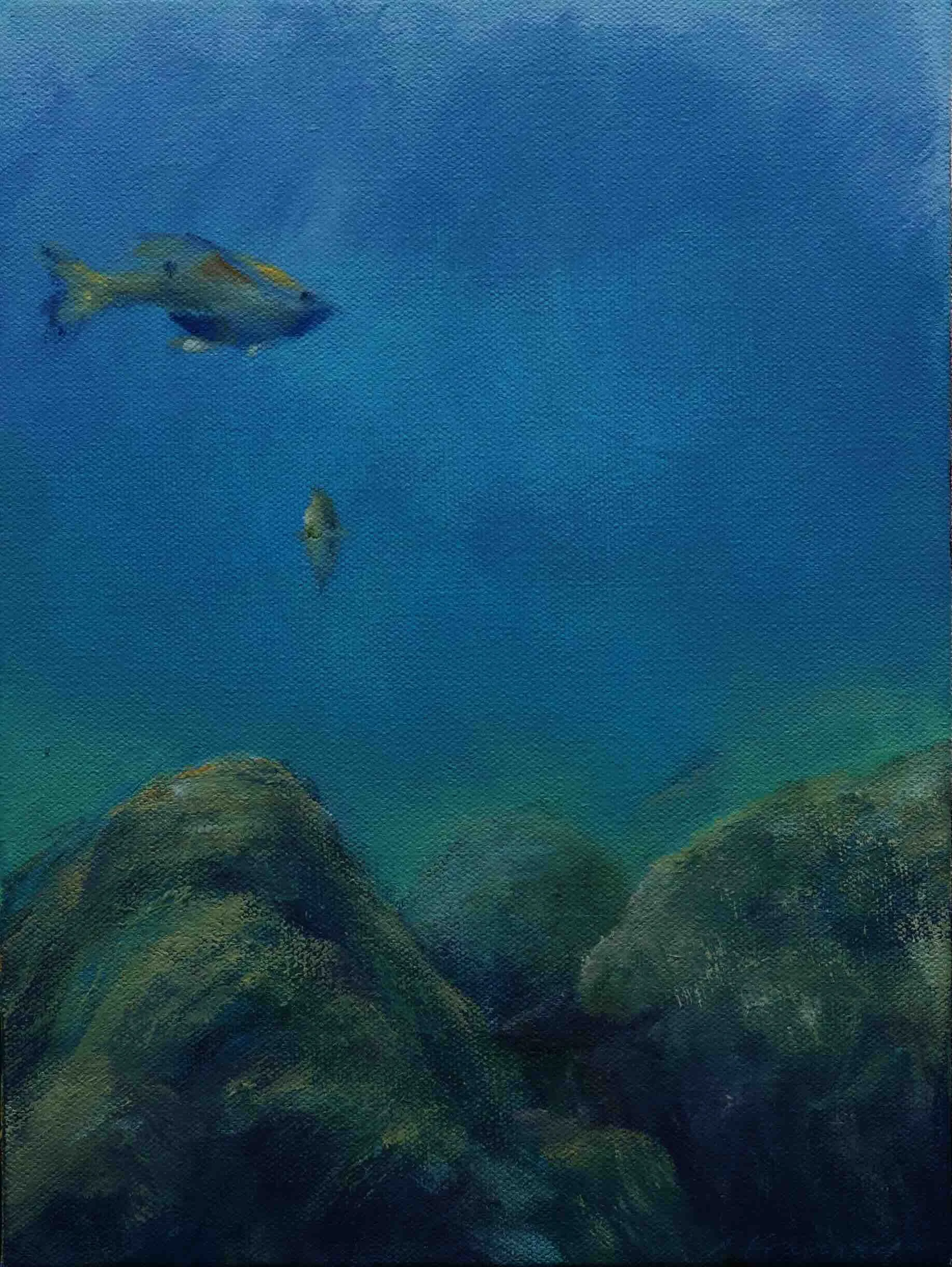 "Three Fish #2"
Acrylic on canvas
9"w x 12"h