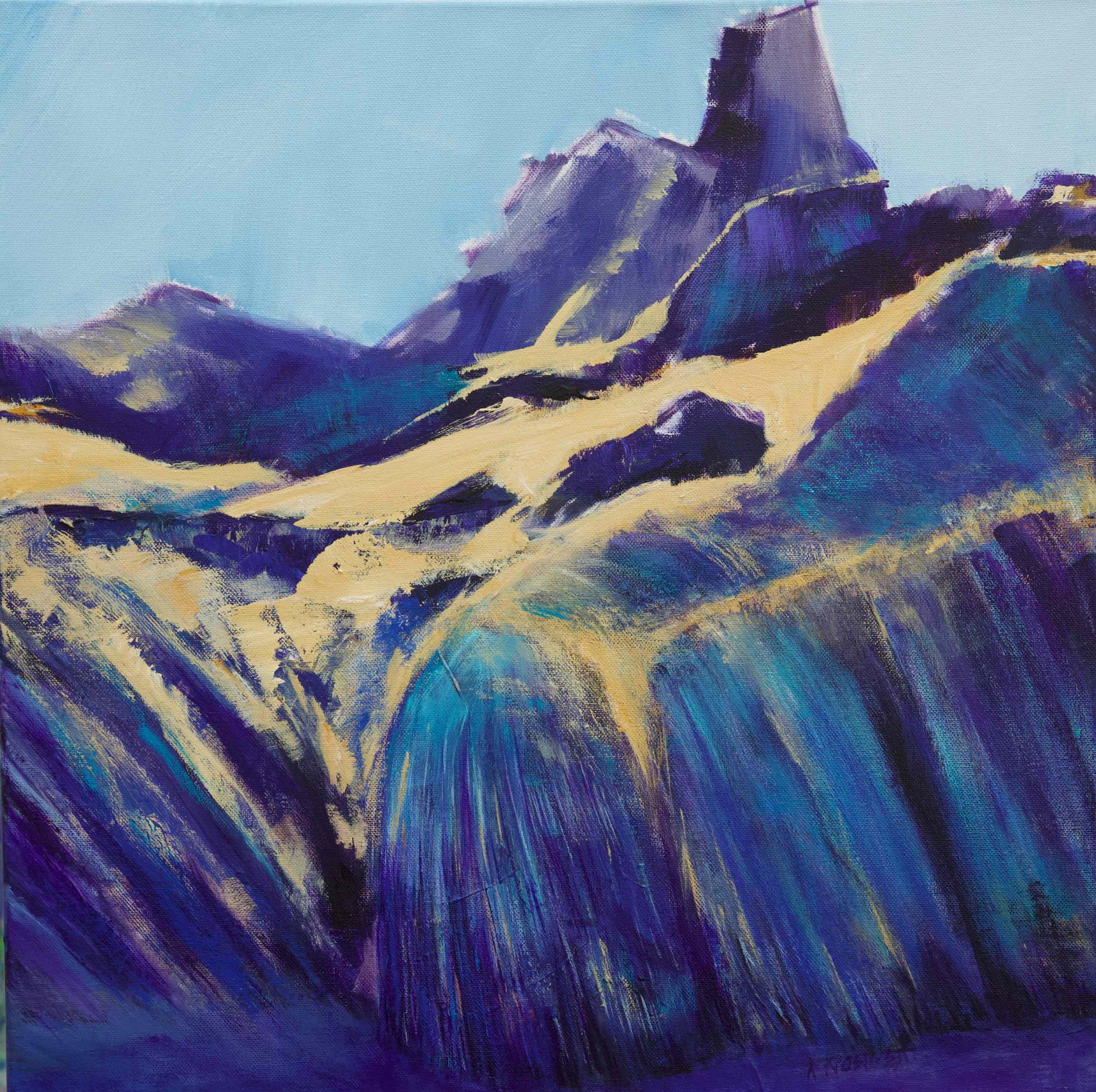 "Reynisfjara Cliffs
Acrylic on canvas
20"w x 20"h