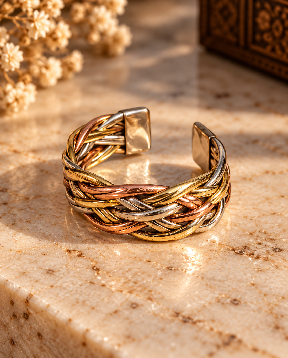 Braided Gold, Rose, and Silver Cuff.png