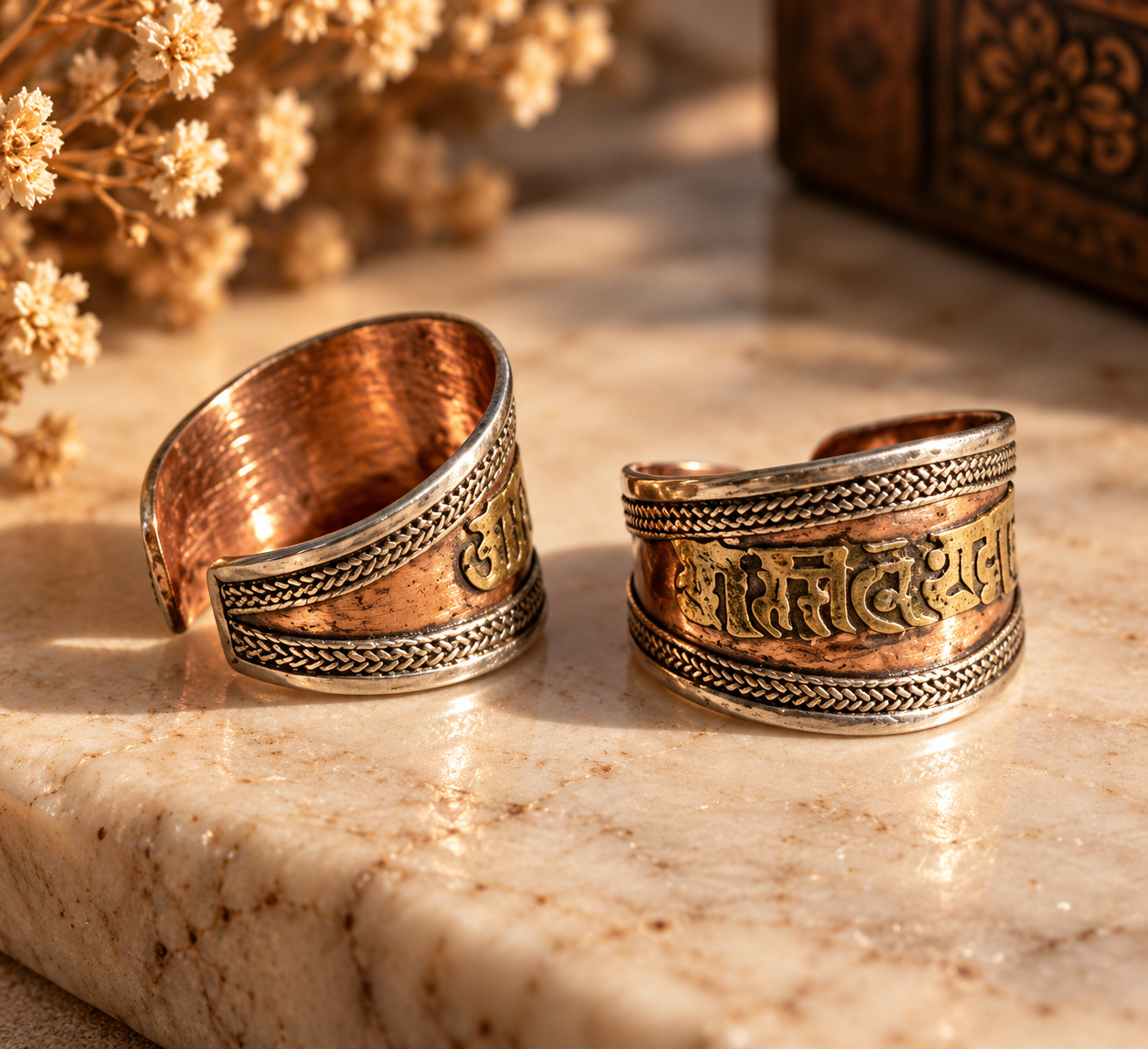 Antique Engraved Mantra Rings on Marble.png