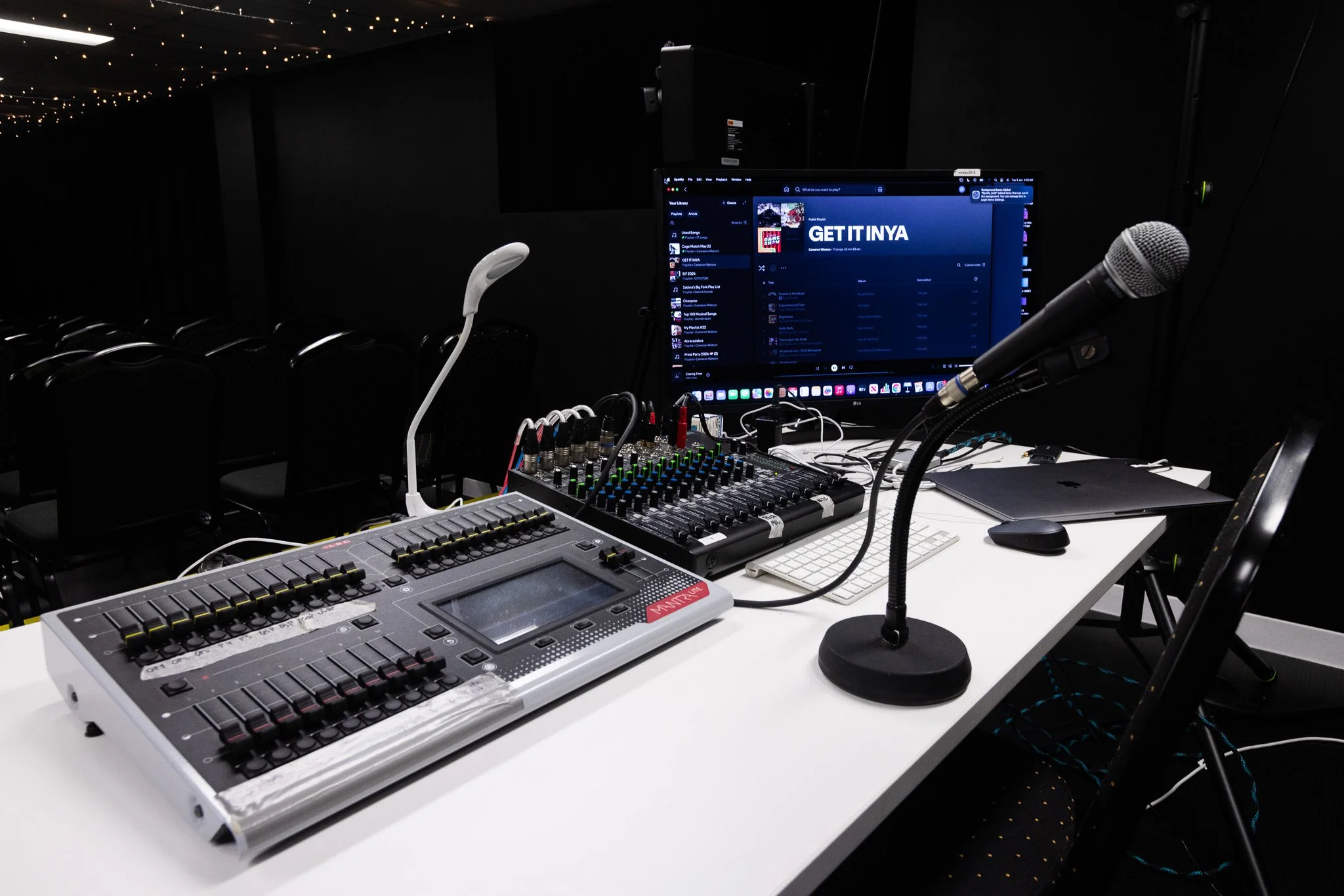 Tech booth at Big Fork Theatre