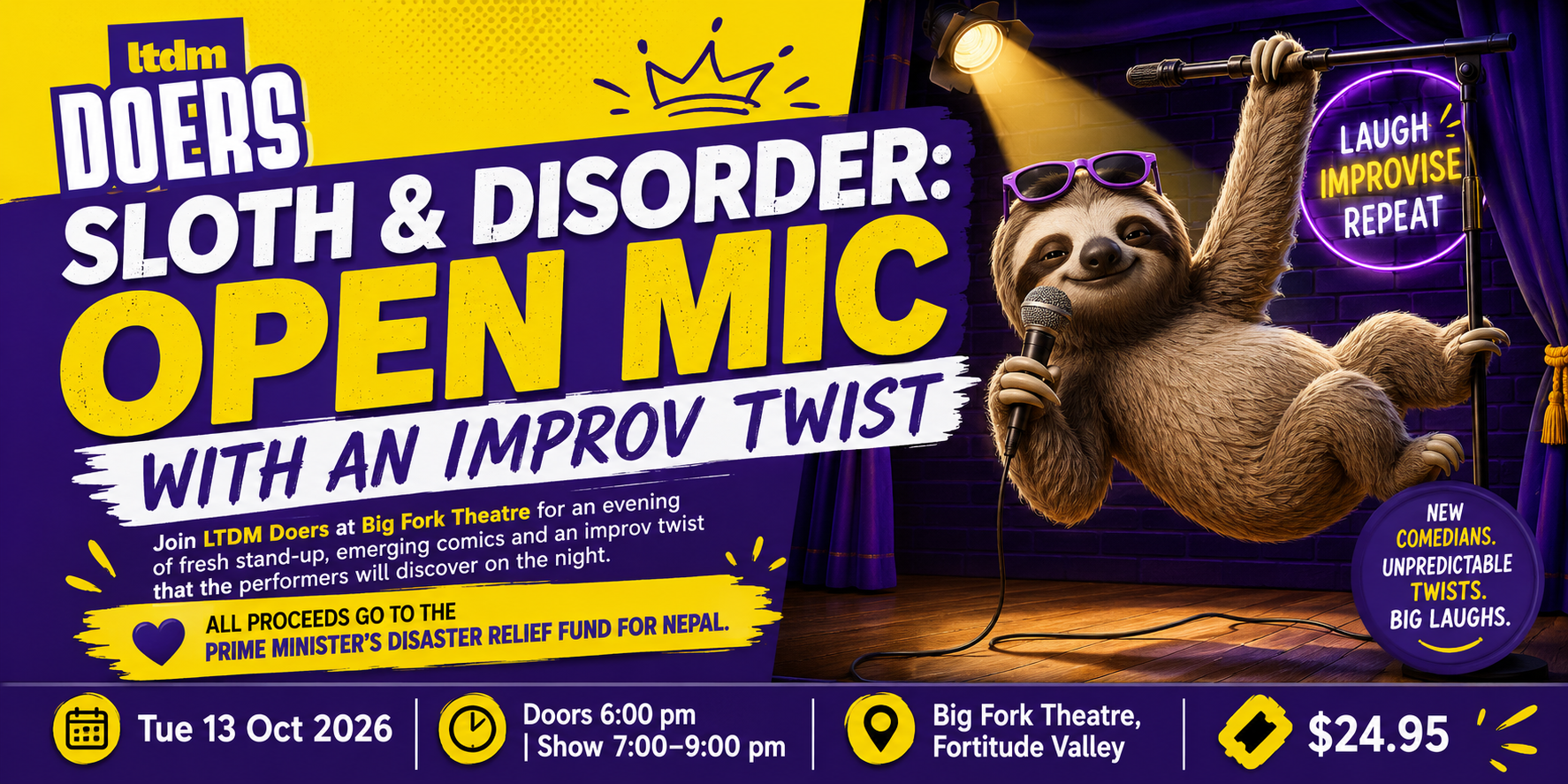 Sloth &amp; Disorder: Open Mic with an Improv Twist
