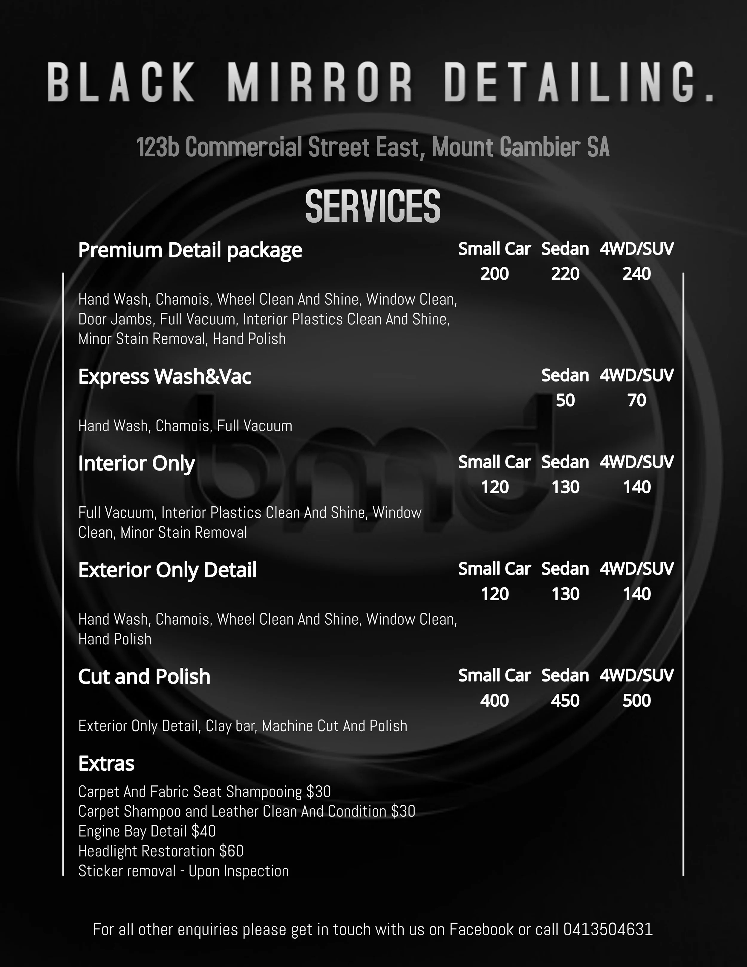 Our Services — Black Mirror Detailing.