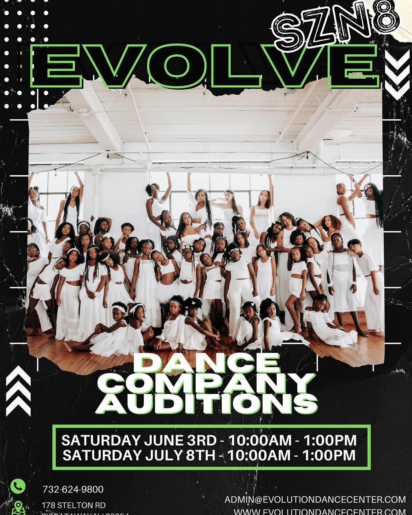 JOIN US THIS SATURDAY at our first round of auditions for our Nationally Ranked, Award Winning EVOLVE DANCE COMPANY!! Become a part of our amazing, supportive dance family while receiving top tier dance training and performing stunning choreography! 