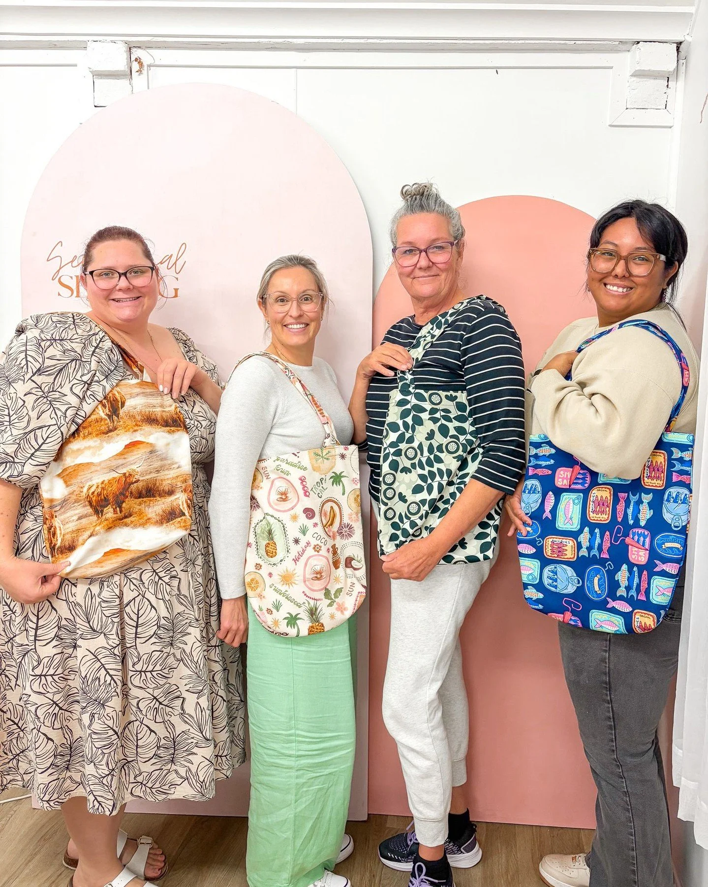 Our August Sewing Foundations cohort had their first class last week learning to sew tote bags! 🛍️🧵🪡

We love seeing everyone&rsquo;s different fabric selections come to life and are so impressed with how these projects turned out!😍 

#sewingfoun