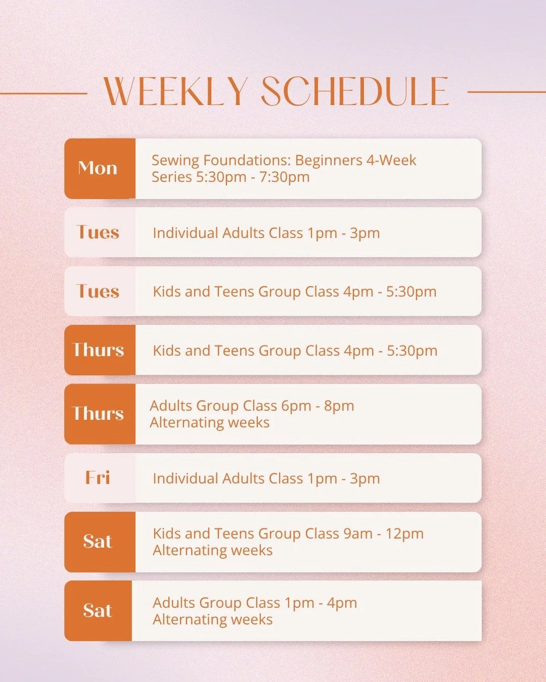 👀 Already thinking about next term? We are too! 😂🧵

Our Term 4 sewing timetable is here, so you can get your creative time locked in before the term gets away from you.

And if you know you&rsquo;ll be coming along regularly, don&rsquo;t forget ab