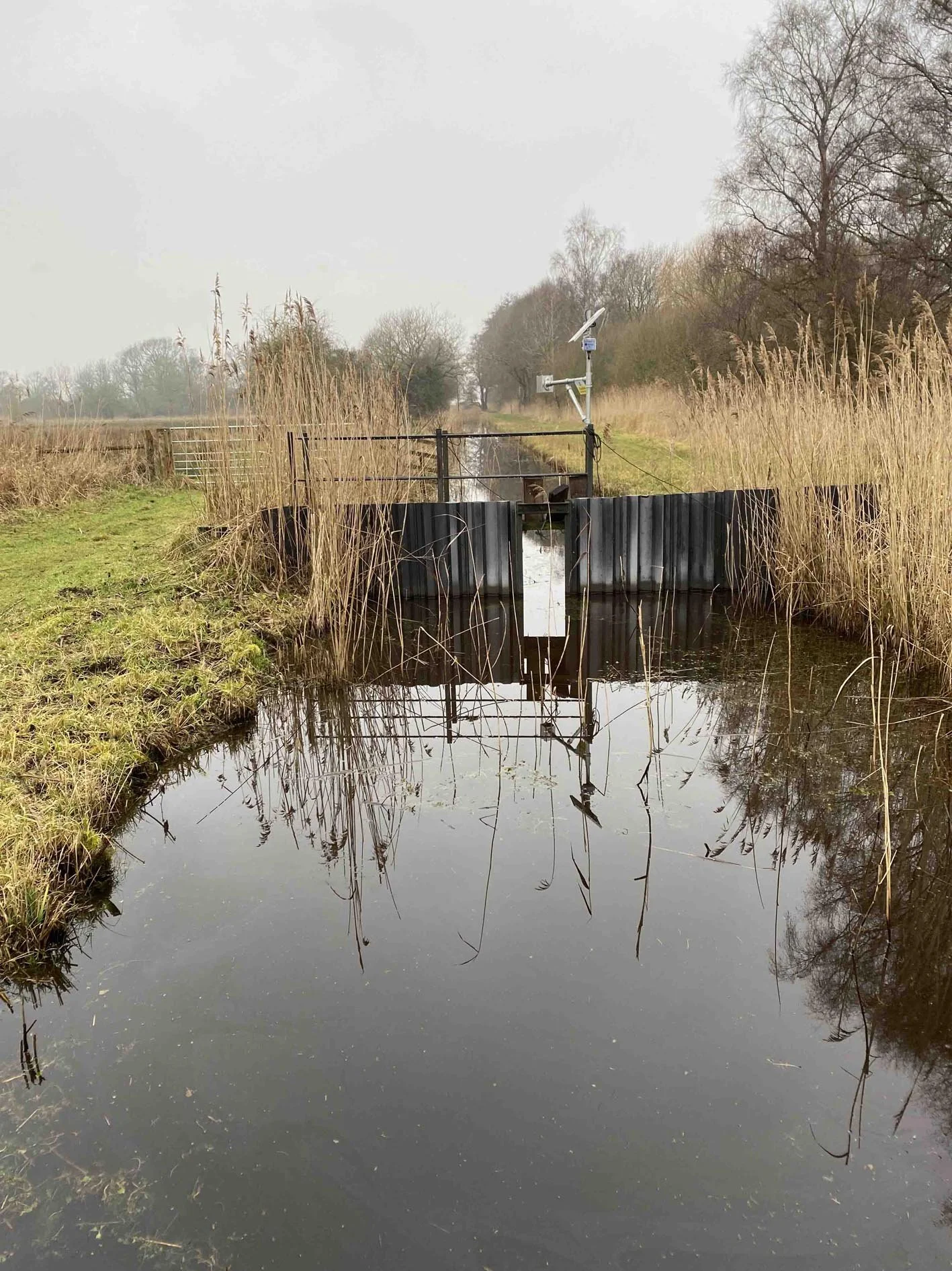 Sluice gate over the water channel in the peatlands