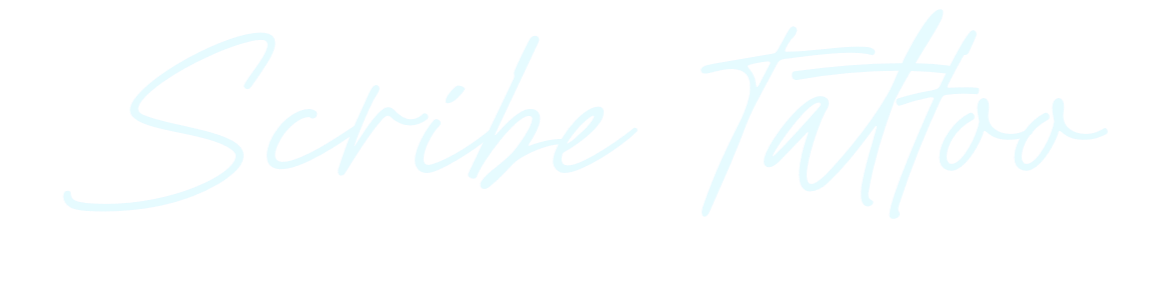 Text that says 'Scribe Tatoo' in a stylish cursive font