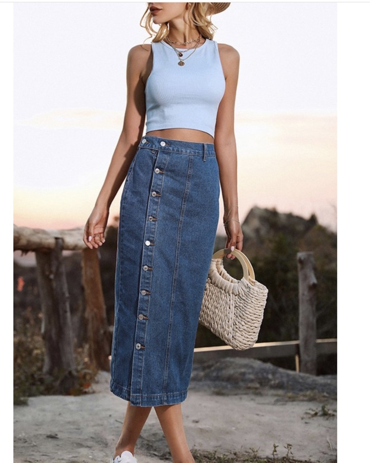 Blue Split Front Denim Midi Skirt | Topshop | Topshop outfit, Fashion,  Womens denim skirts