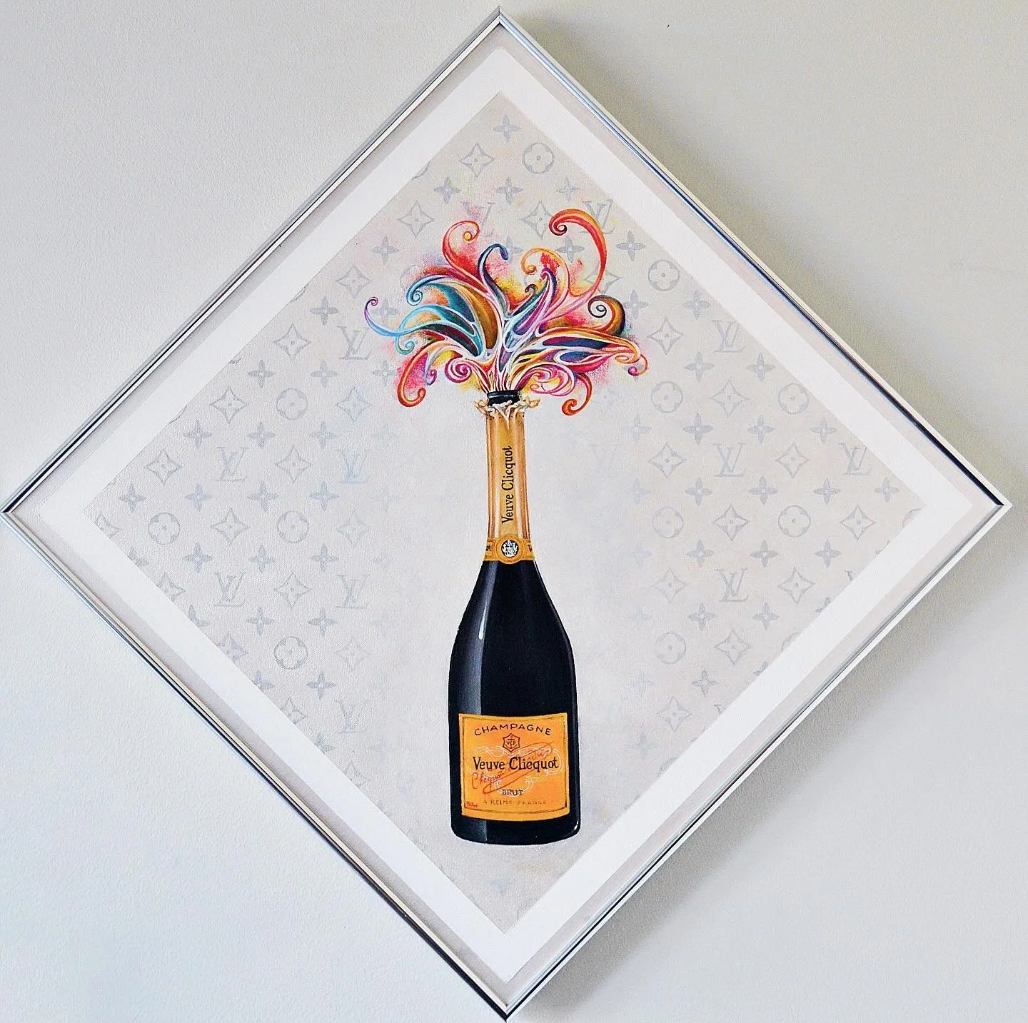 &ldquo;Fantasy Thoughts&rdquo; 🍾🪩(FOR SALE) 🥰🍾 

20 x 20 
Oil on Canvas, frames 
$1000

This painting was a pandemic labor of love and one of my first attempts at a hyper realistic image. The Louis Vuitton inspired backdrop was carefully hand pai