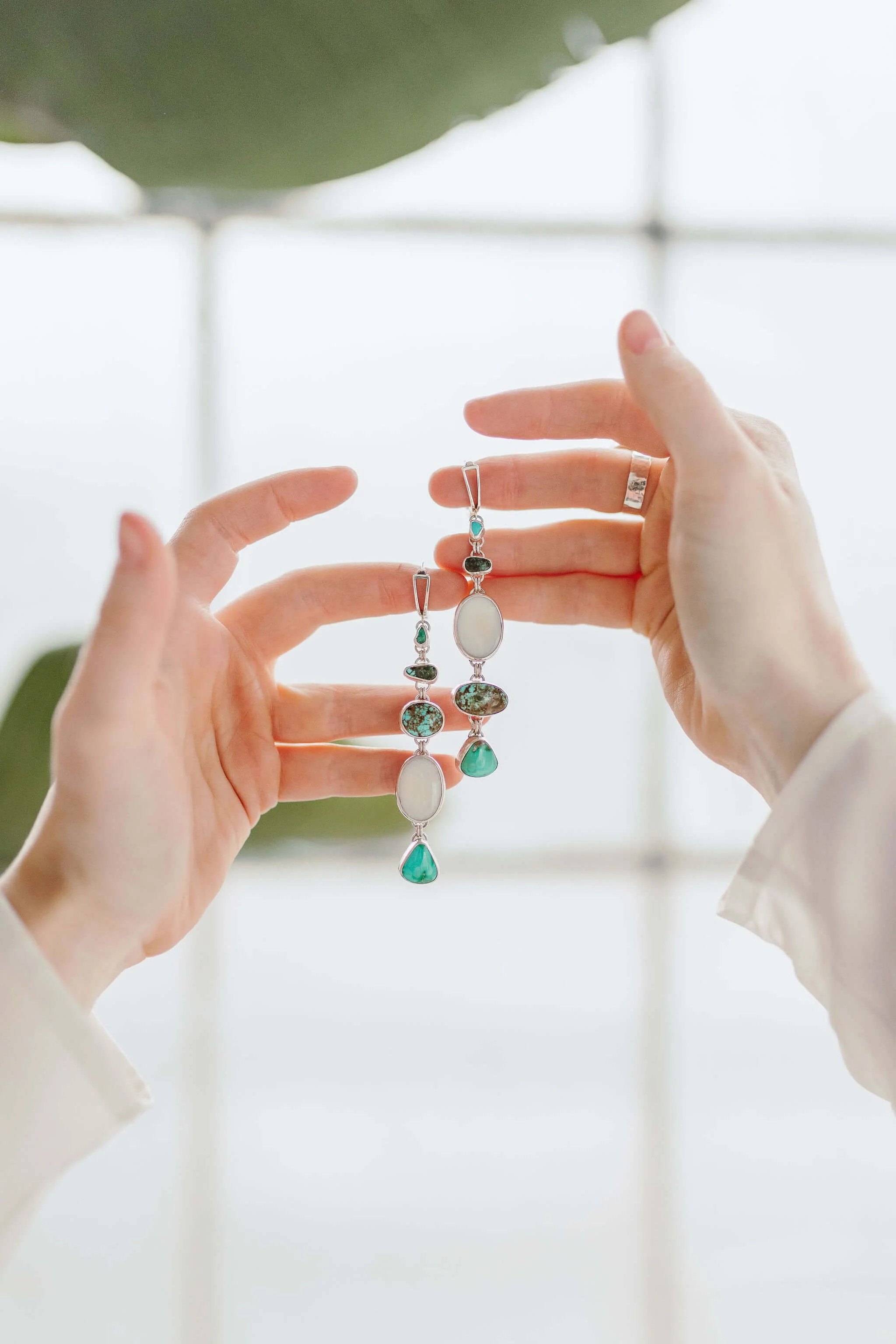 Meghan Elisabeth Art - Turquoise and Opal Sculpture Statement Earrings.jpeg