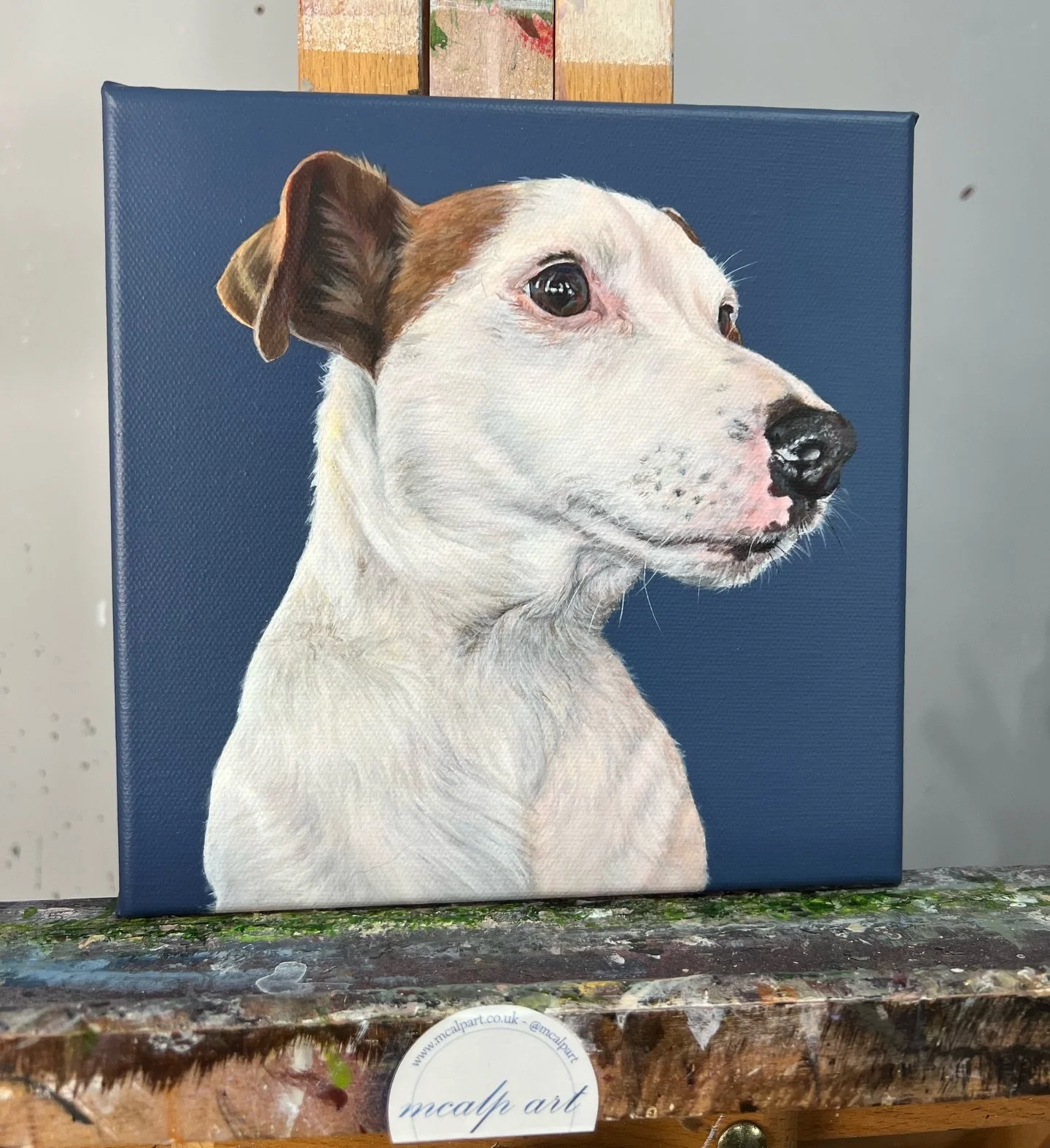 A closer look at Buster 💙 and a little look at some of the behind the scenes creating this special memorial pet portrait painting!

Client feedback:
&ldquo;Jodie is an absolute dream to work with! From our initial conversations, Jodie already showed