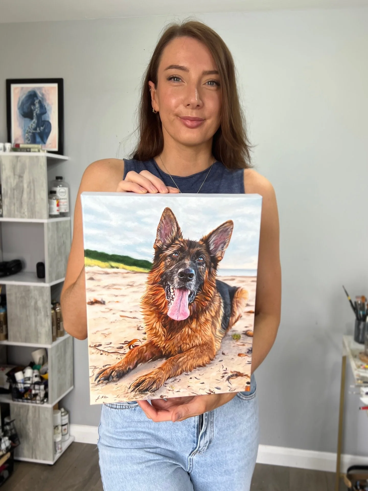 A closer look at Bear 🥹🐻

This sweet memorial pet portrait painting was of Bear the beautiful German Shepherd at the beach, and I absolutely loved creating this special painting! 

Client feedback:
&ldquo;I recently commissioned a painting from Jod