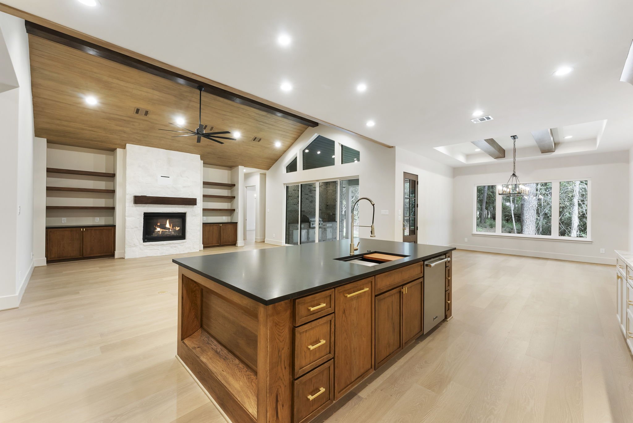 Island View of Living & Dining Room