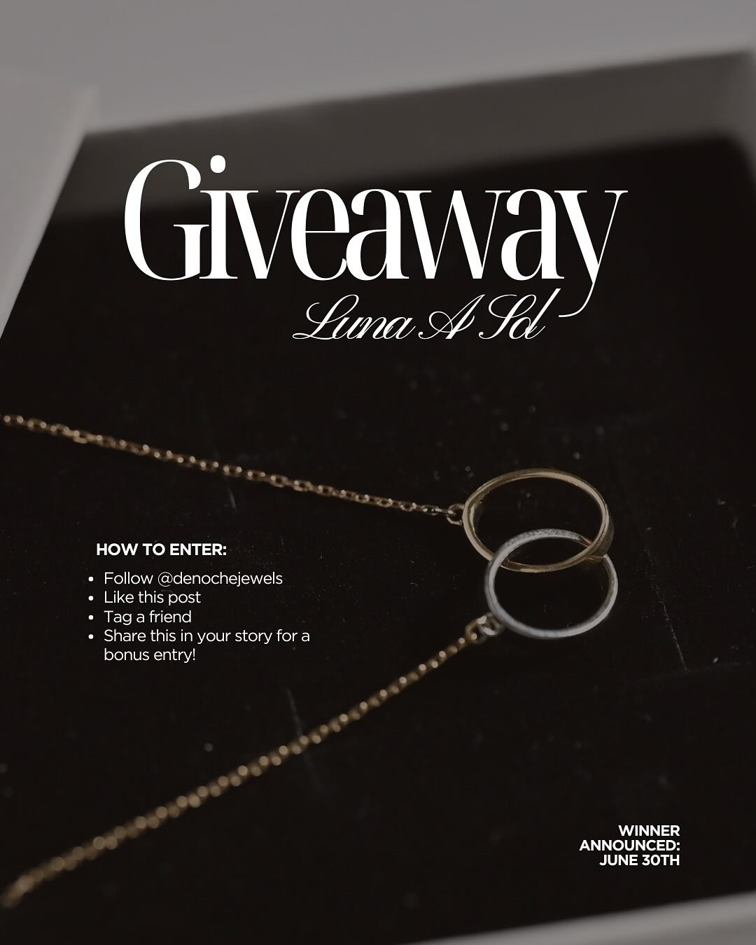 ✨GIVEAWAY✨⁠
⁠
A little gold, a little silver&mdash;and maybe yours.⁠
⁠
We&rsquo;re giving away our Luna &amp; Sol Necklace 🤍⁠
⁠
Like, share, and tag a friend to enter.⁠
⁠
*Winner announced Monday, June 30.*⁠
.⁠
.⁠
#JewelryGiveaway⁠
#Giveaway⁠
#DeNoc