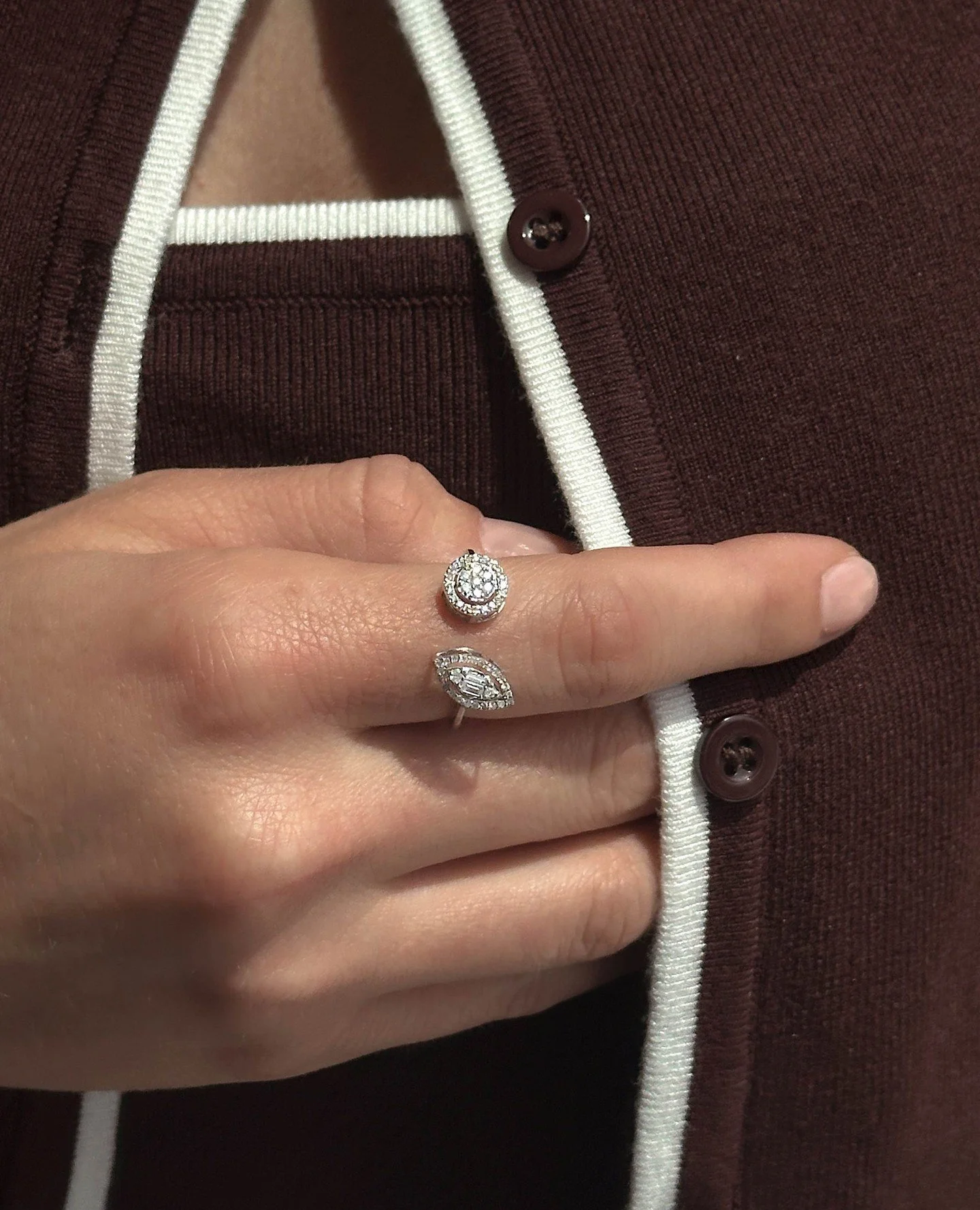 The Celeste Marquise Ring 💎⁠
⁠
One piece. Two stones. Infinite ways to wear it.⁠
.⁠
.⁠
#DeNocheJewels #JewelryDesigner #EverydayJewelry #MinimalJewelry #JewelryLover #MixedMetals #LatinaOwned #SmallBusiness #JewelryCollection #LayeredJewelry #Jewelr