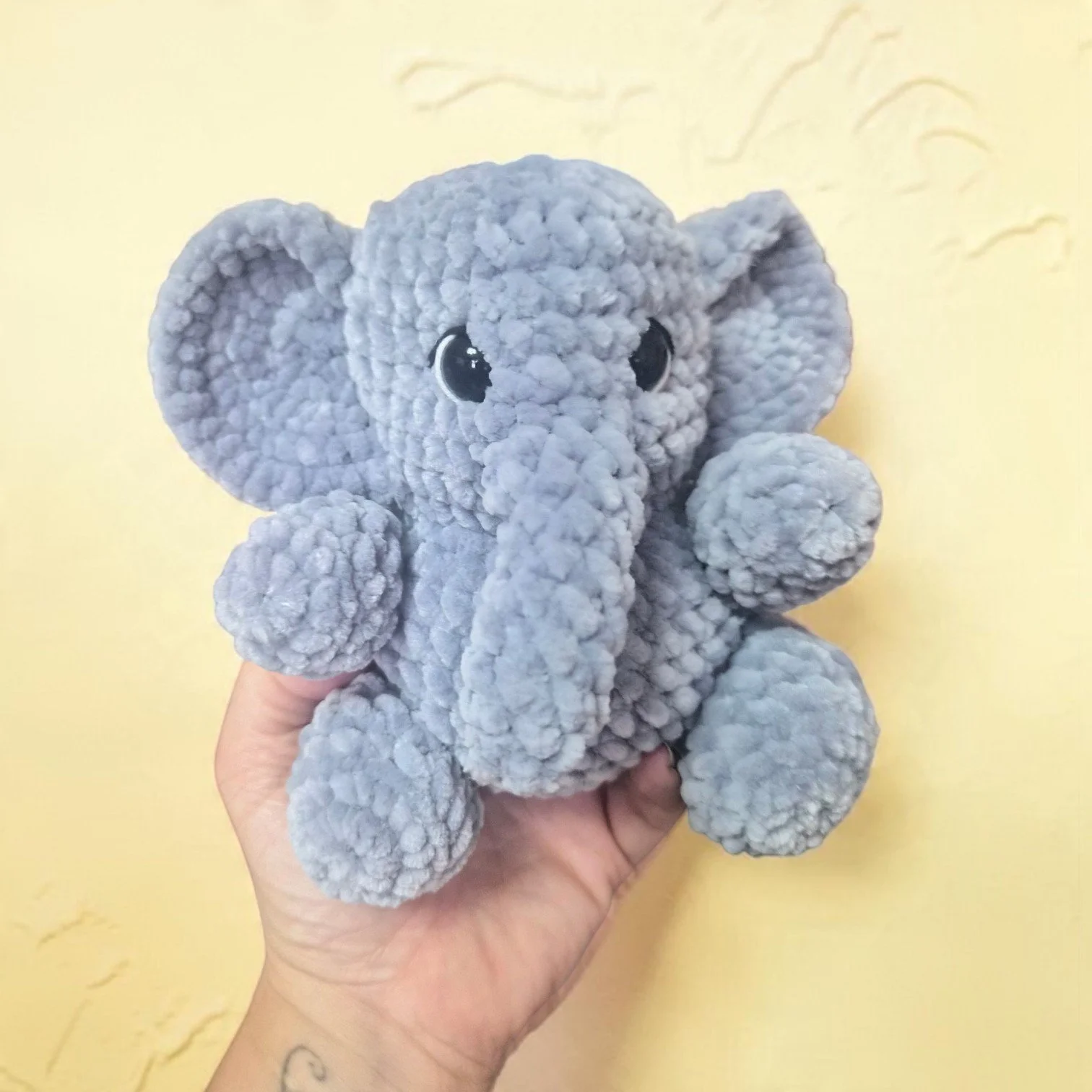 Handmade Crochet Elephant – Chenille Wool Squishy Toy