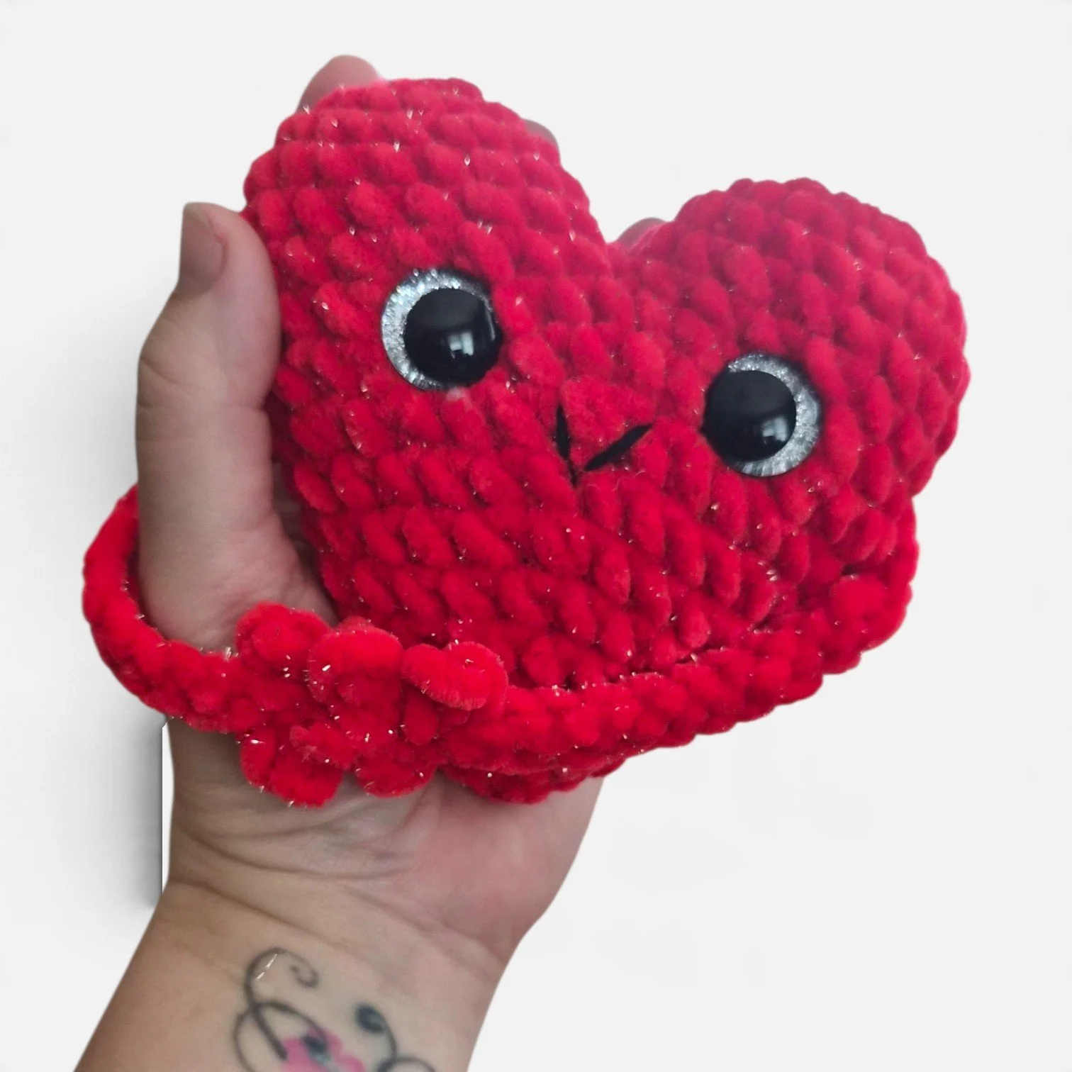 Handmade Crochet Huggy Heart – Chenille Wool Squishy Toy