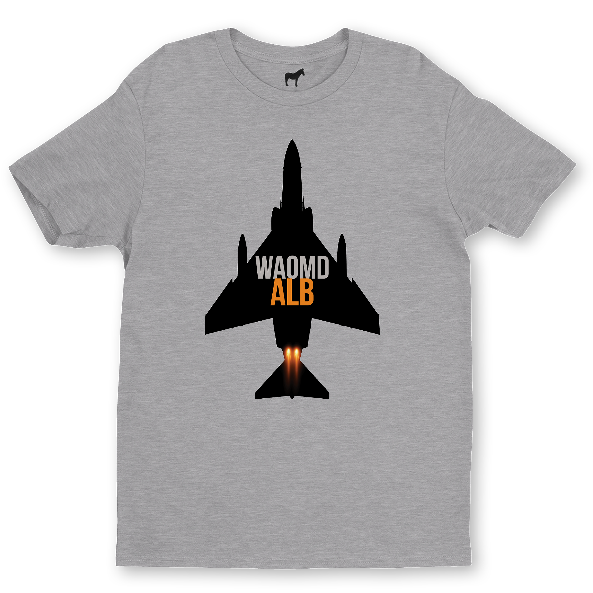 Gray T-shirt featuring the "When An Old Man Dies A Library Burns" F-4 Phantom