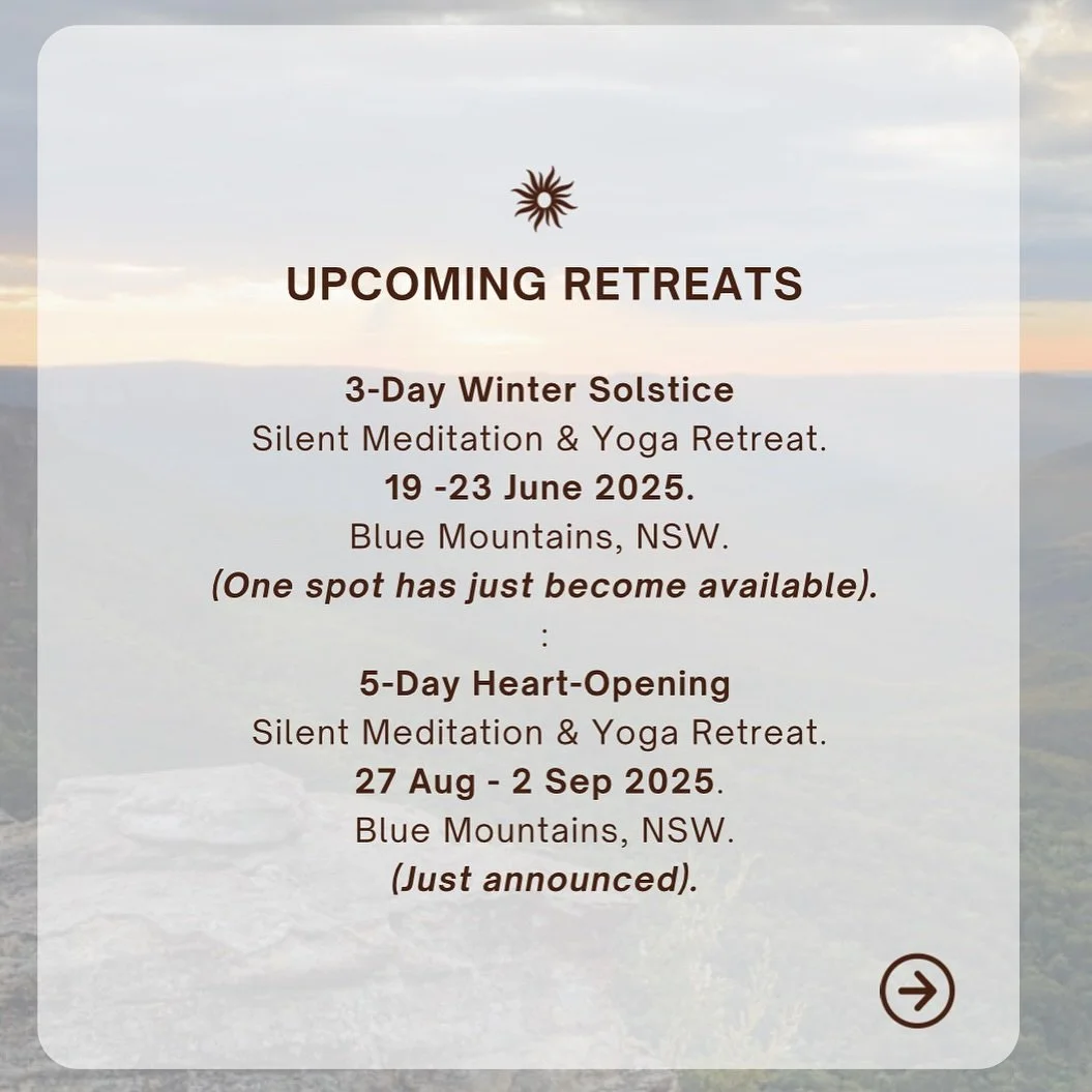 I really love a 5-Day Silent retreat. It doesn&rsquo;t have the same intensity as a 10-Day retreat, but it is enough time to drop fully into the silence and sink into a whole lot of peace, and very often, experience profound clarity and insight. 

We