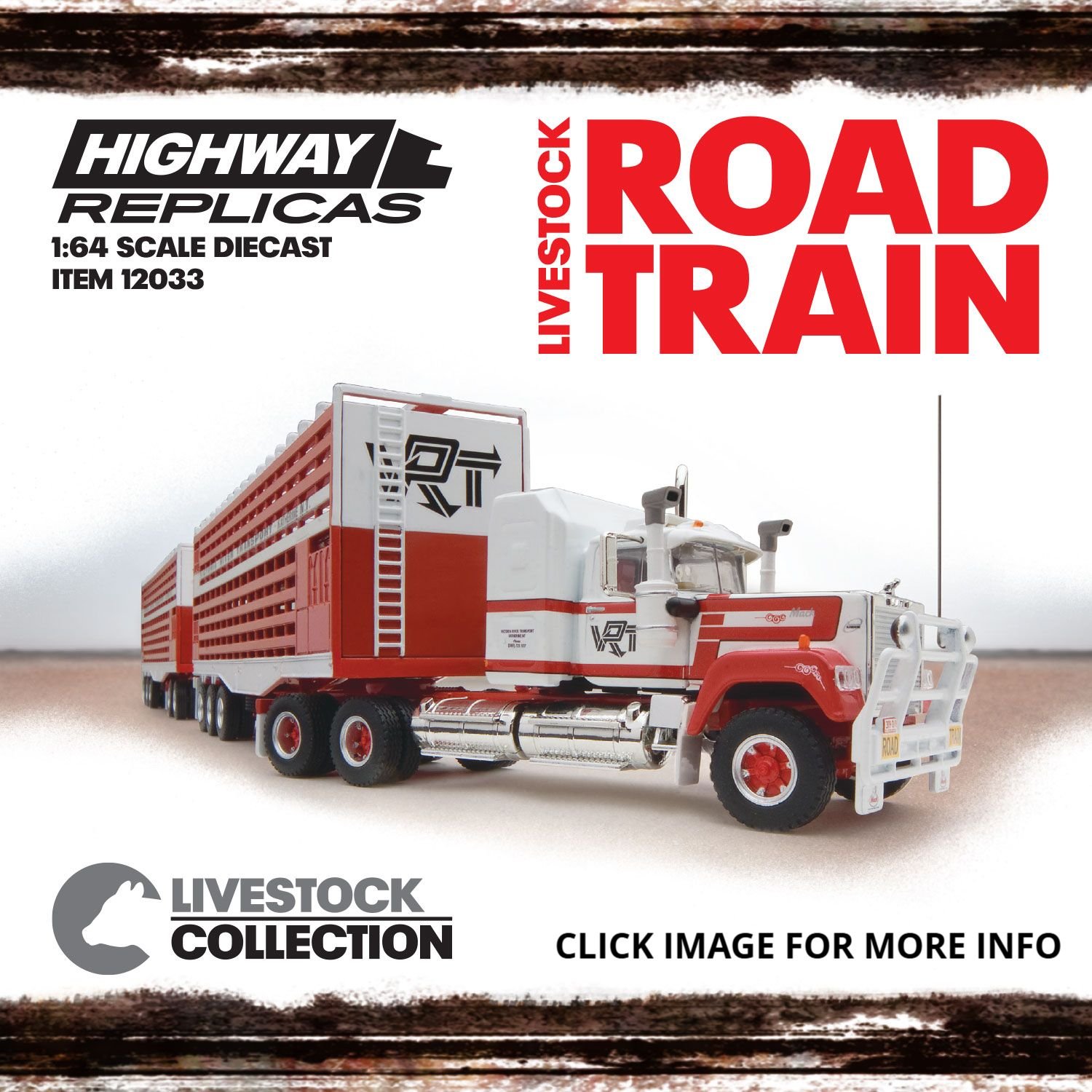 **PRE-ORDER** 1:64 SCALE LIVESTOCK ROAD TRAIN VRT WITH EXTRA DOLLY AND TRAILER