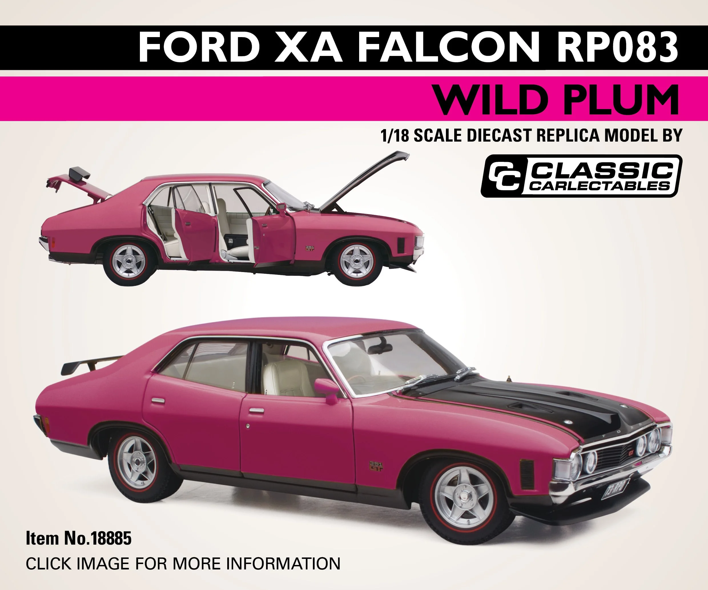 **PRE-ORDER** 1:18 SCALE FORD XA FALCON RP083 SEDAN WILD PLUM