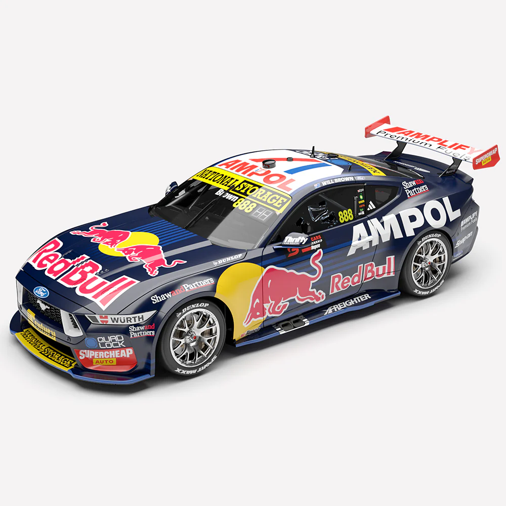 **PRE-ORDER** 1:18 SCALE FORD MUSTANG GT 2026 RED BULL AMPOL RACING MELBOURNE SUPERSPRINT RACE 7 POLE POSITION WILL BROWN