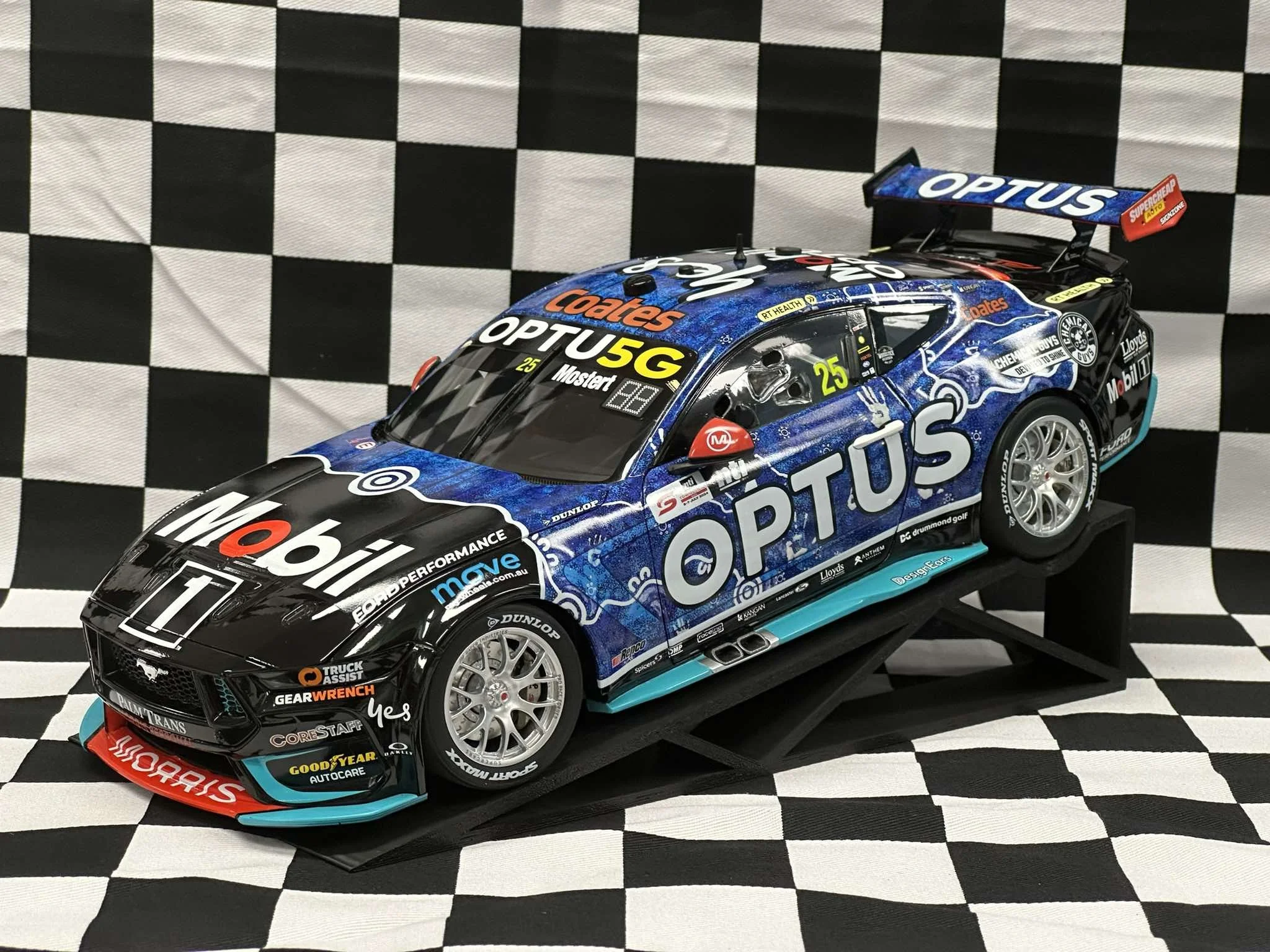 1:18 SCALE FORD MUSTANG GT MOBIL 1 OPTUS RACING 2024 DARWIN CHAZ MOSTERT