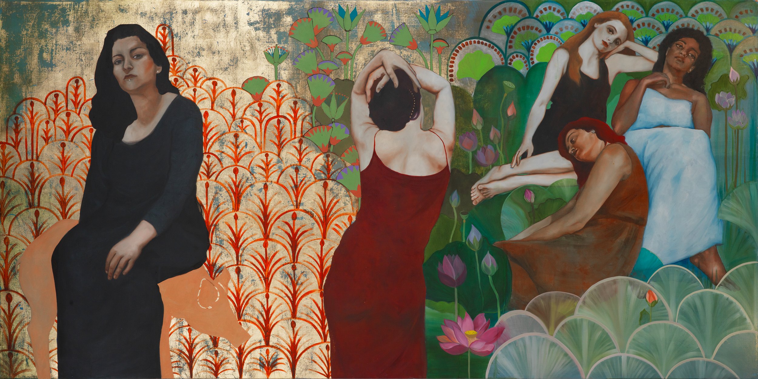 Detail of Ars Musae: Circe & the Lotus Eaters
48" x 96"
Oil & gold leaf on wood