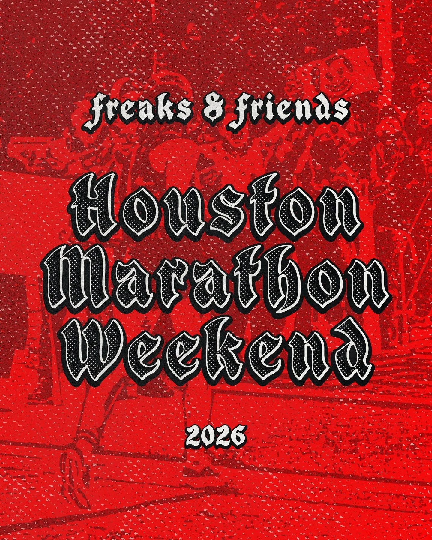 Join us for @chevronhoustonmarathon weekend. We&rsquo;re back at our downtown cheer station, Bagby @ Lamar. Bring friends, dress warm, make noise, get Freaky.
⠀⠀⠀⠀⠀
After party with @timelessrunners and @houstonstriders at @pitch25htx. Sounds by @sss