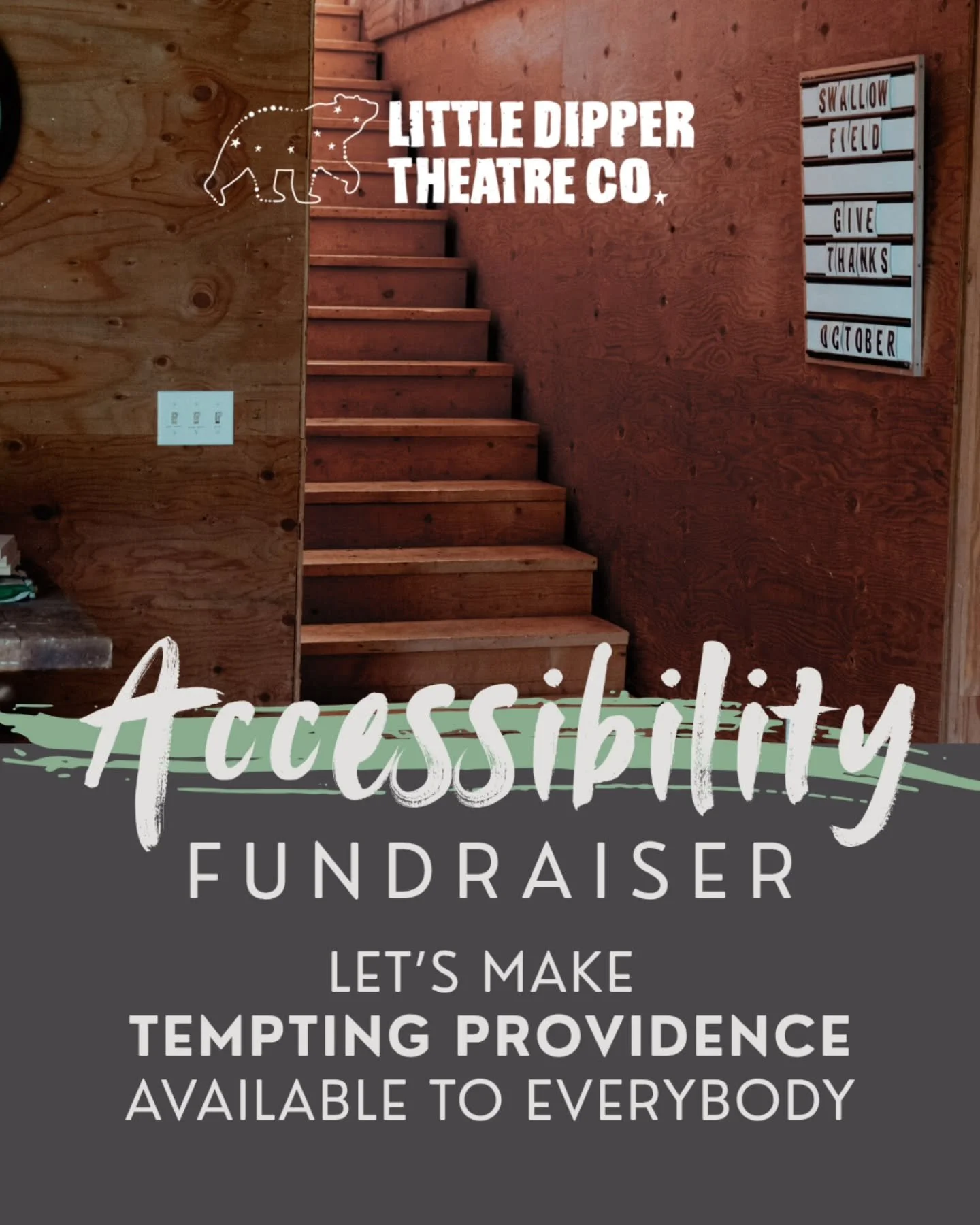 Introducing our Accessibility Fundraiser! 

We want to make our next production &quot;Tempting Providence&quot; more accessible. 
We have a gorgeous venue for our show in March, yet we need some help with making this production accessible to patrons 