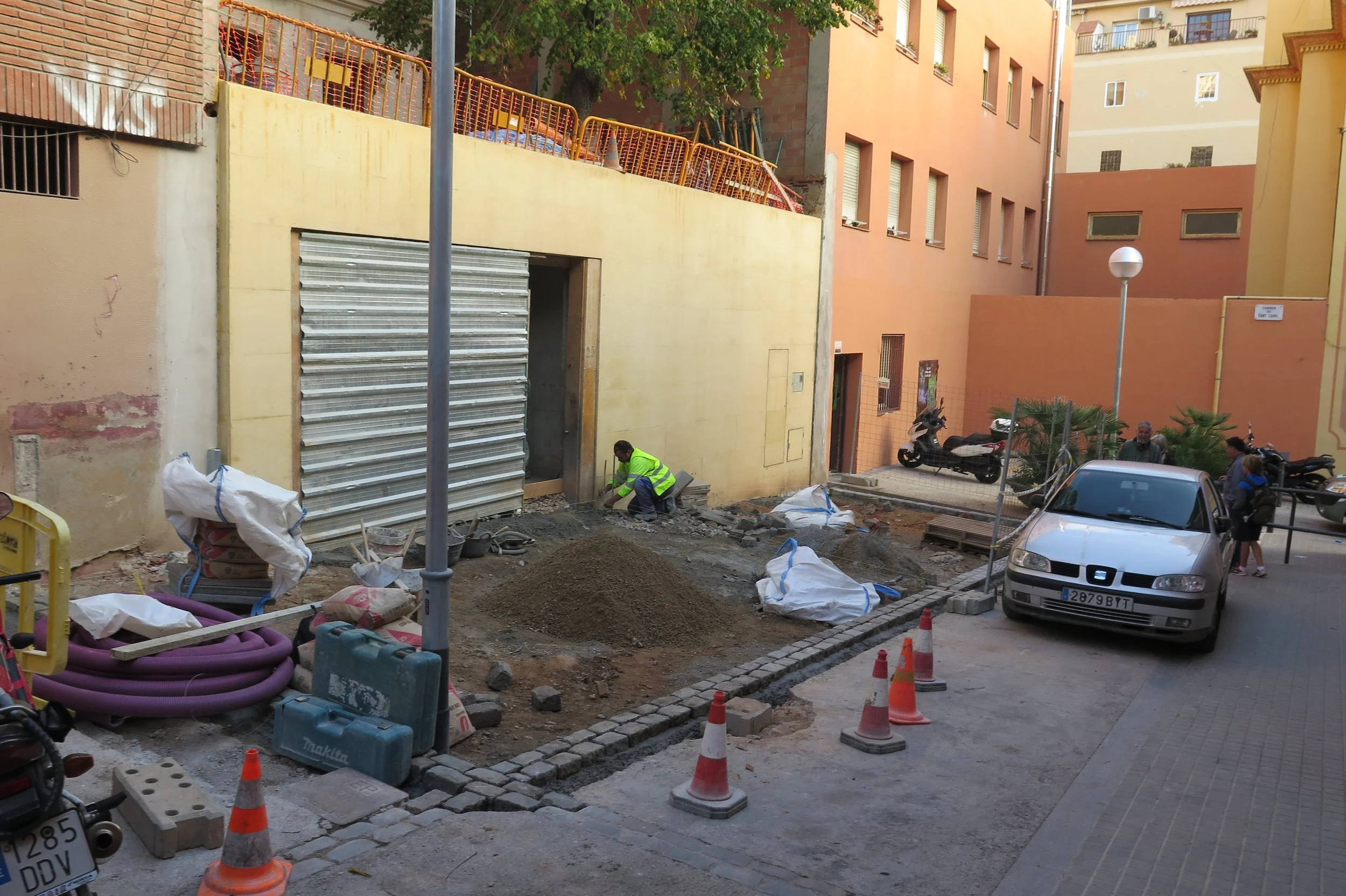 After the old walls were demolished it was time to re-build the street