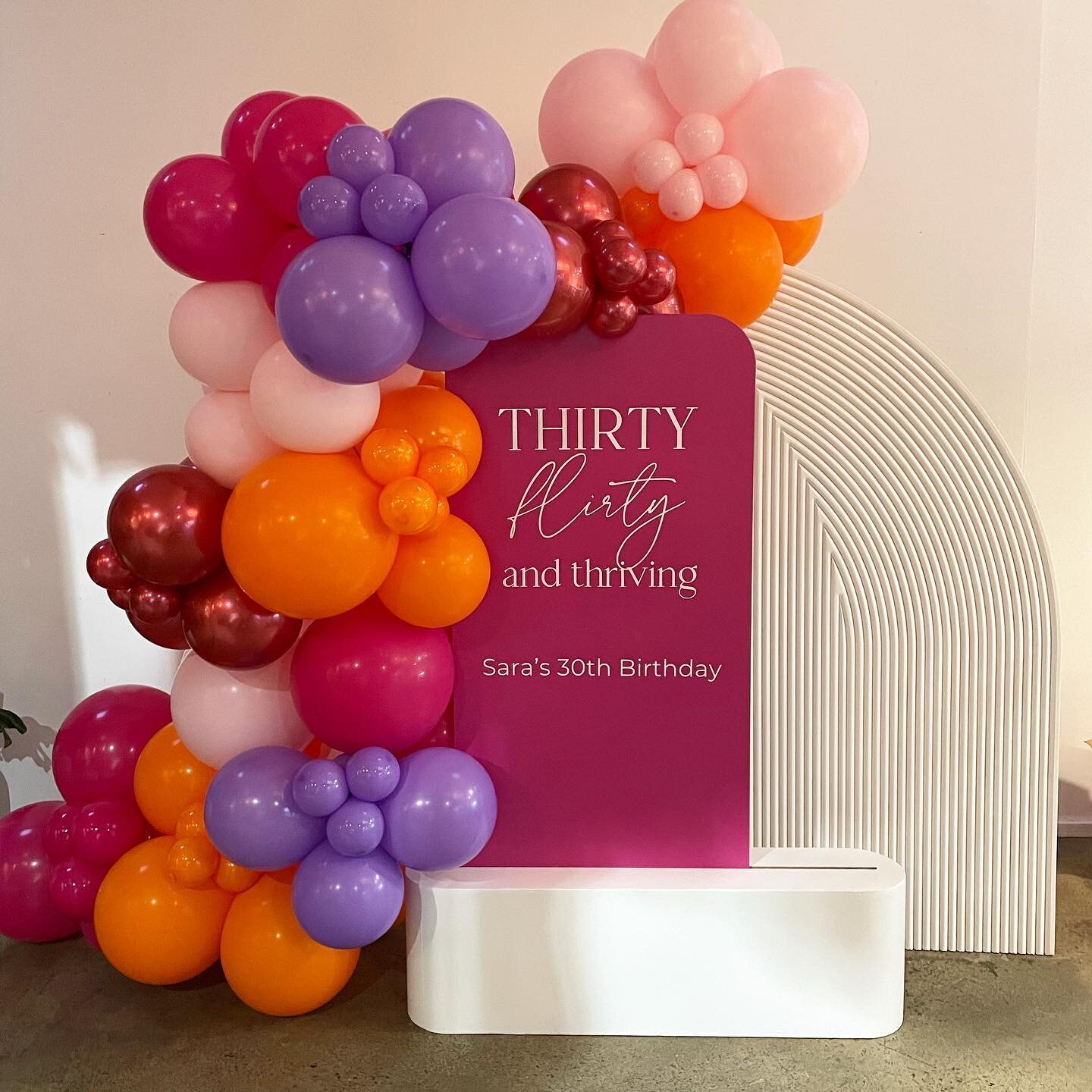 🧡THIRTY, FLIRTY &amp; THRIVING 💜

Yes you are GF!

Happy Saturday party pals. We hope your night is as bold and bubbly as this 💕

#blanconbriggs #events #eventsperth #eventsstyling #eventstyling #perthevents #eventsupplier #arbours #backdrops #wed