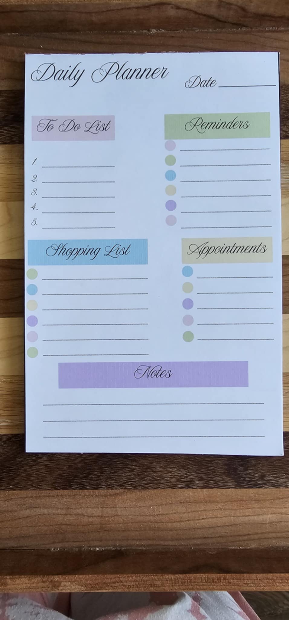 Pastel Daily Planner Pad