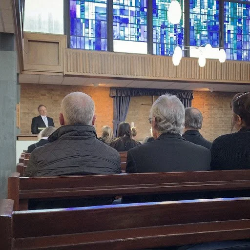 Frank's funeral as seen from back of chapel