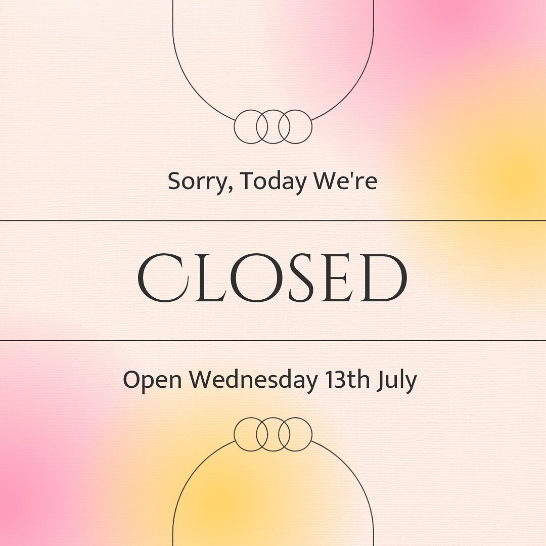 Just a reminder we are closed for the bank holiday today, we are open again tomorrow as usual. Have fun!