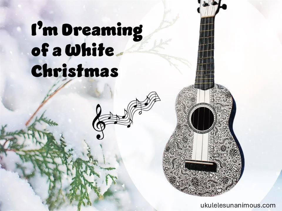 Ukulele on white background with notation.