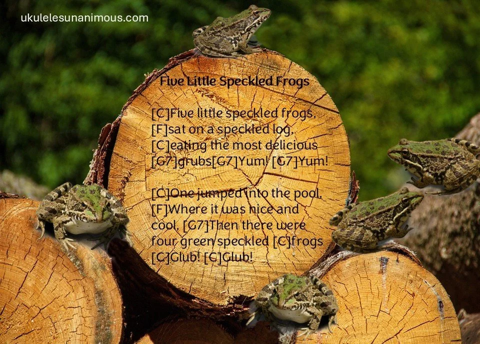 Lyrics for five little speckled frogs.